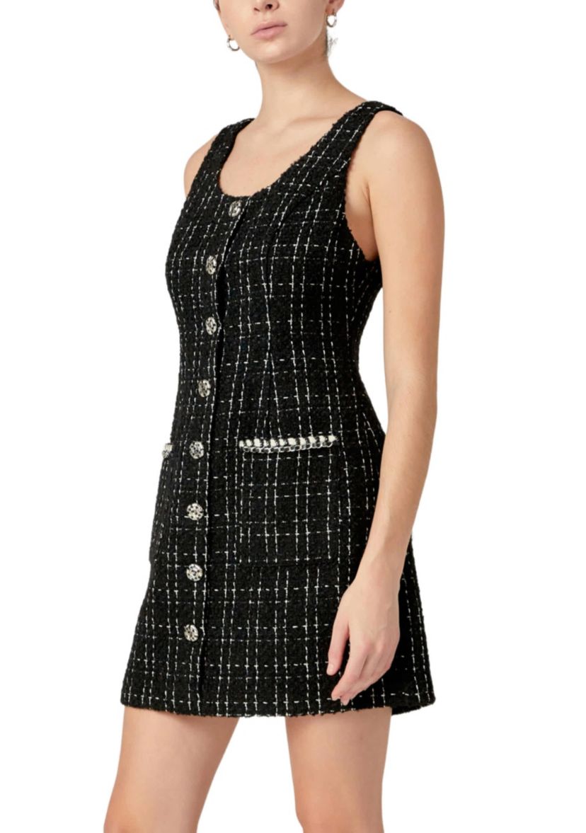 TWEED SLEEVELESS MINI DRESS