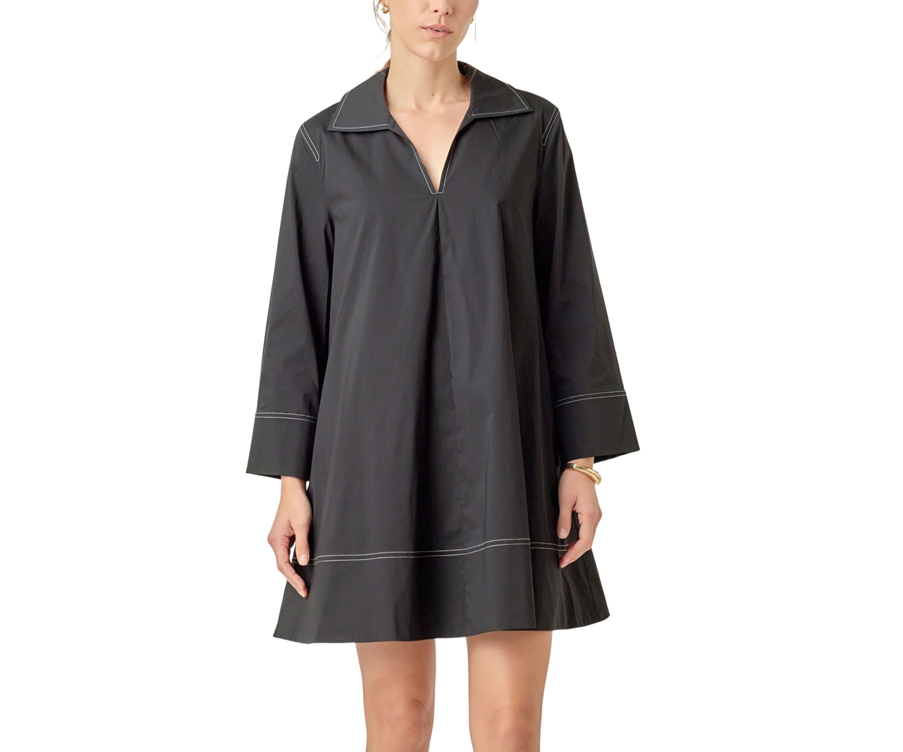 Contrast Stitch Detailed Mini Dress