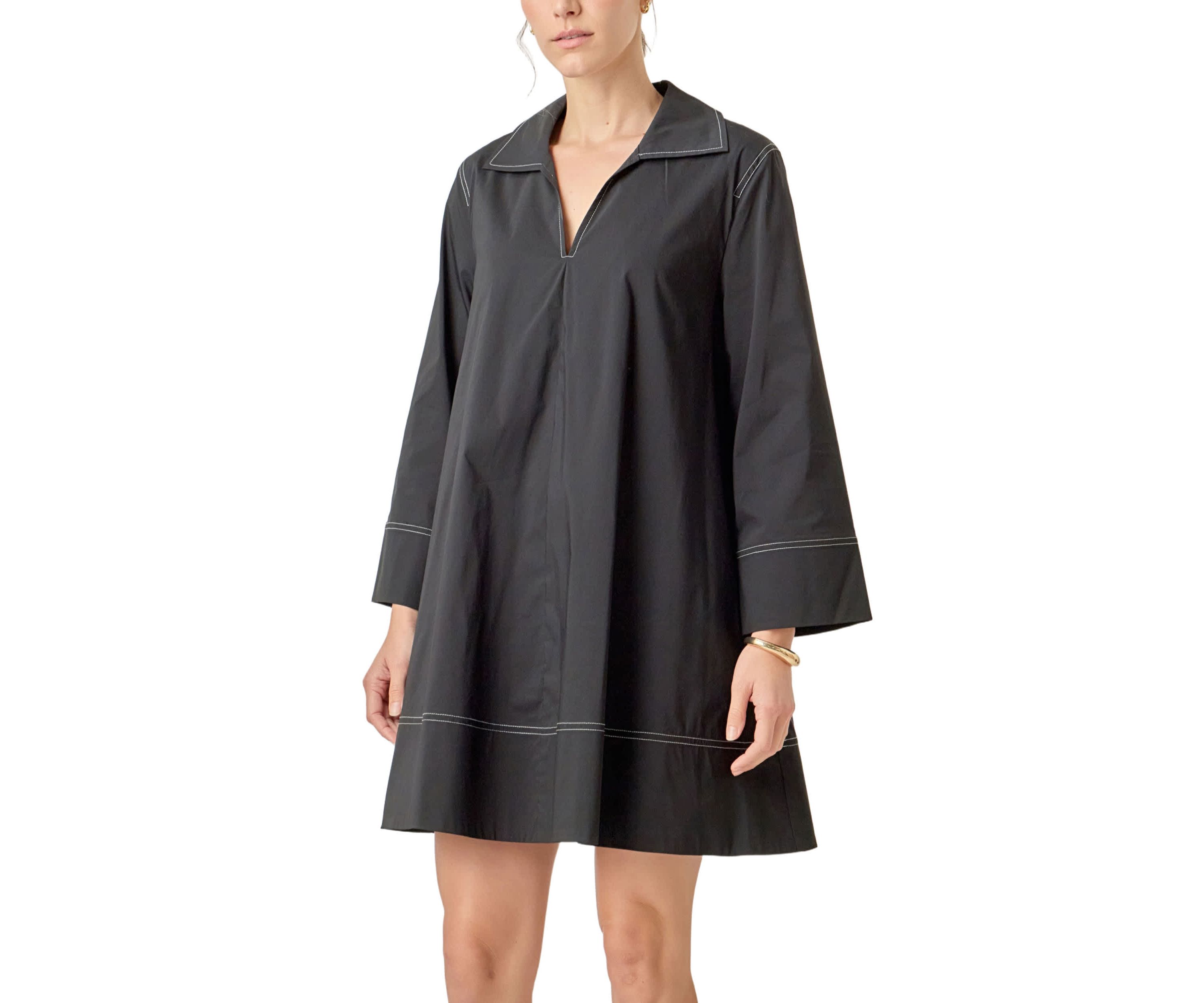 Contrast Stitch Detailed Mini Dress