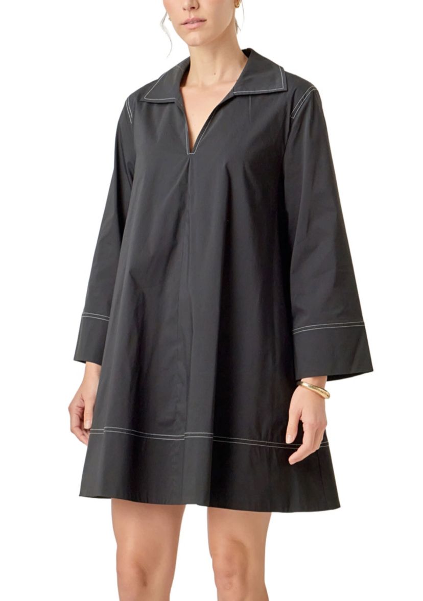 Contrast Stitch Detailed Mini Dress