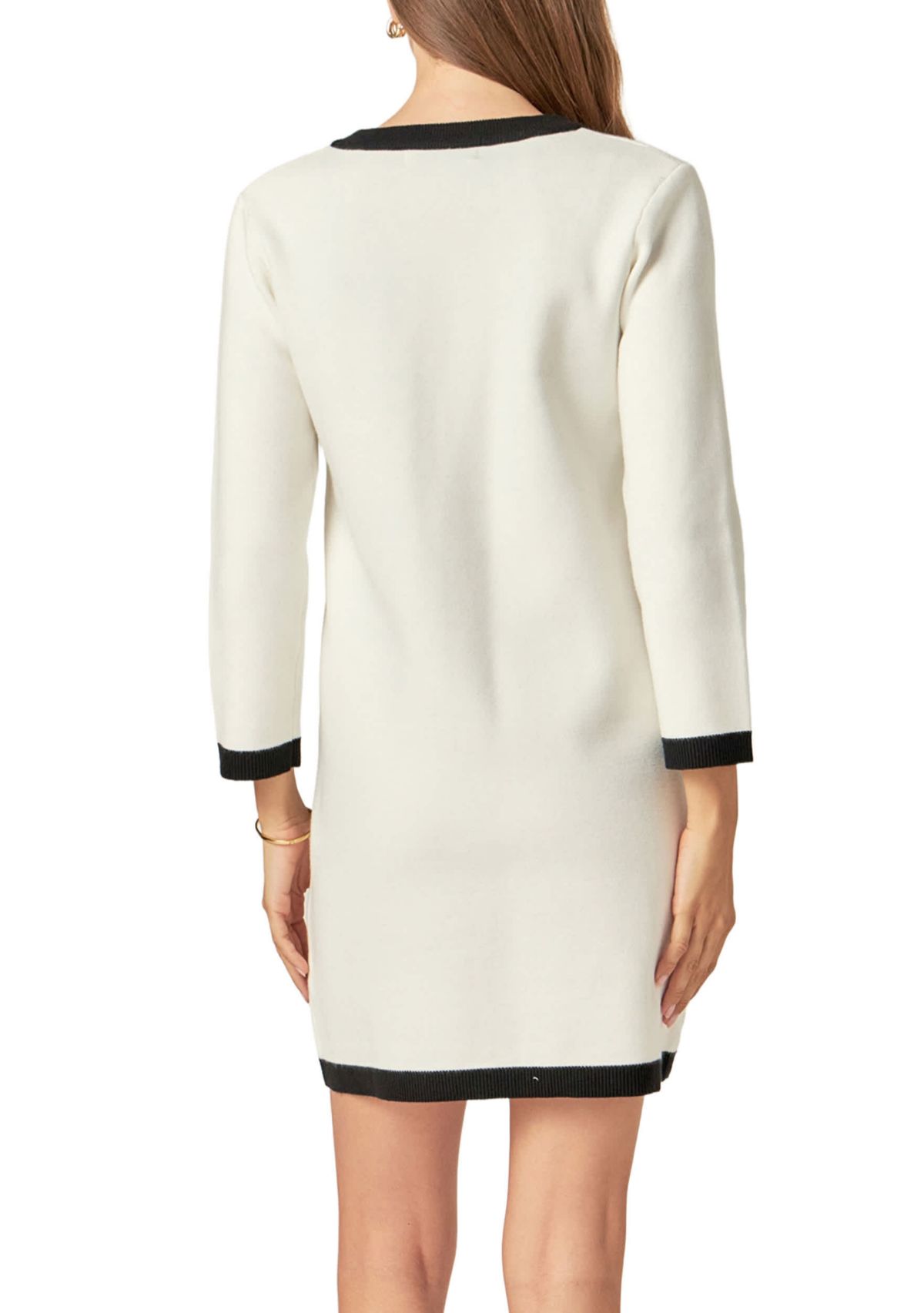 WHITE AND BLACK MINI KNIT DRESS