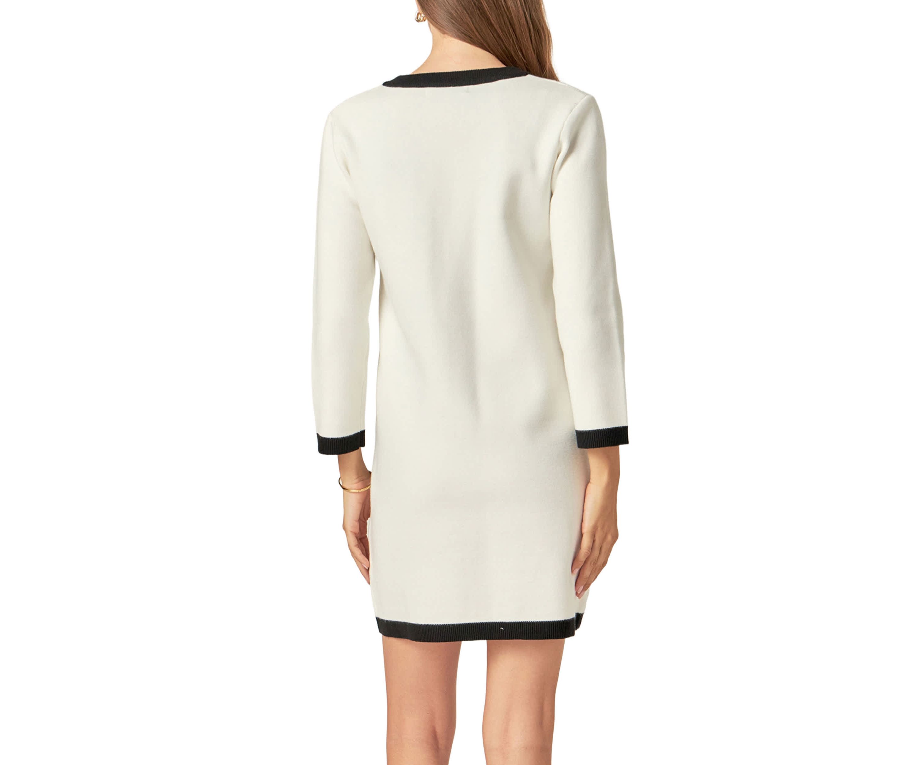 WHITE AND BLACK MINI KNIT DRESS