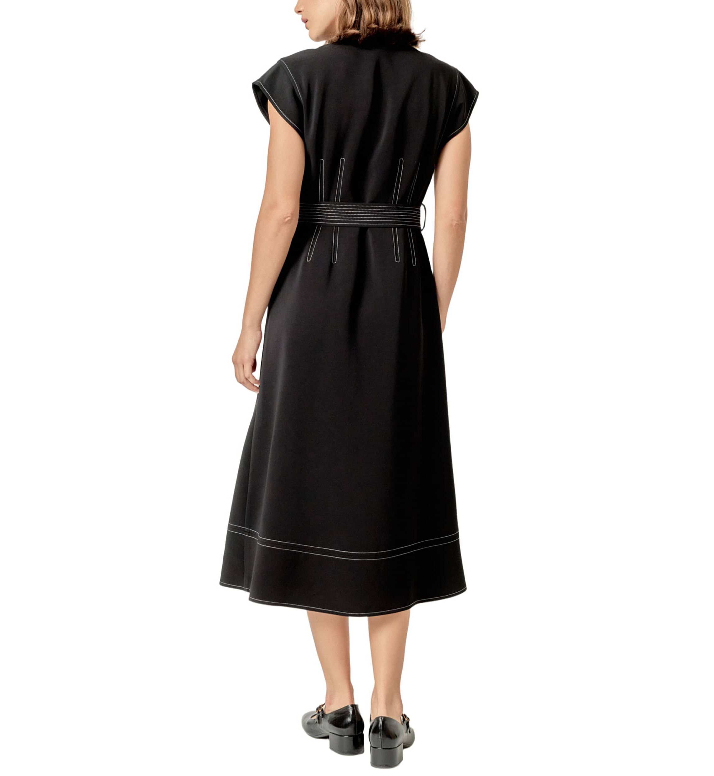CONTRAST STITCH SHIRT MIDI DRESS
