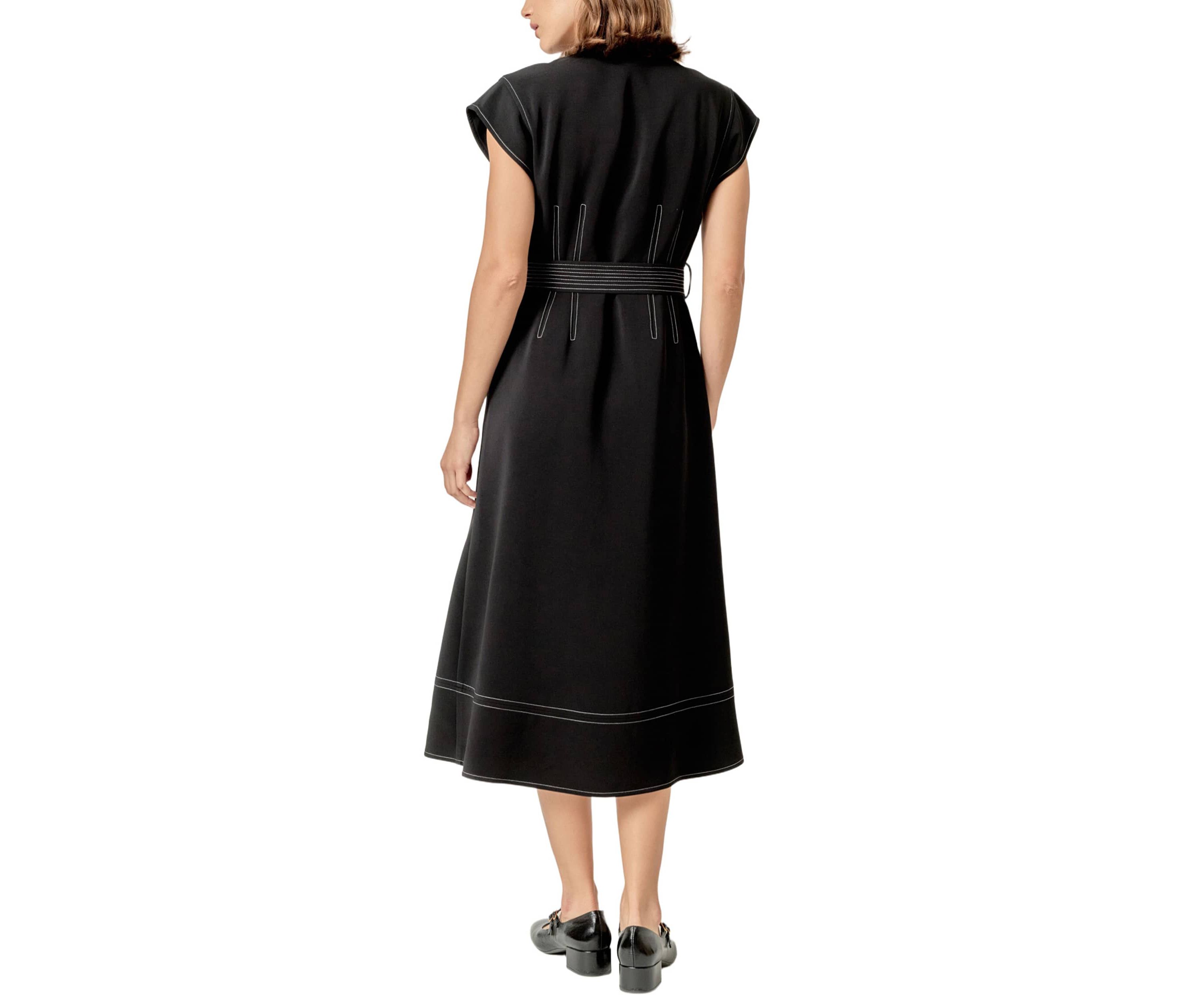 CONTRAST STITCH SHIRT MIDI DRESS