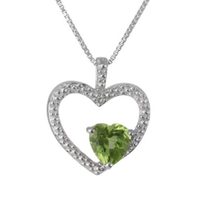 Gemminded Lab Created Sterling Silver Garnet and Diamond Accent Heart Pendant, 18 in