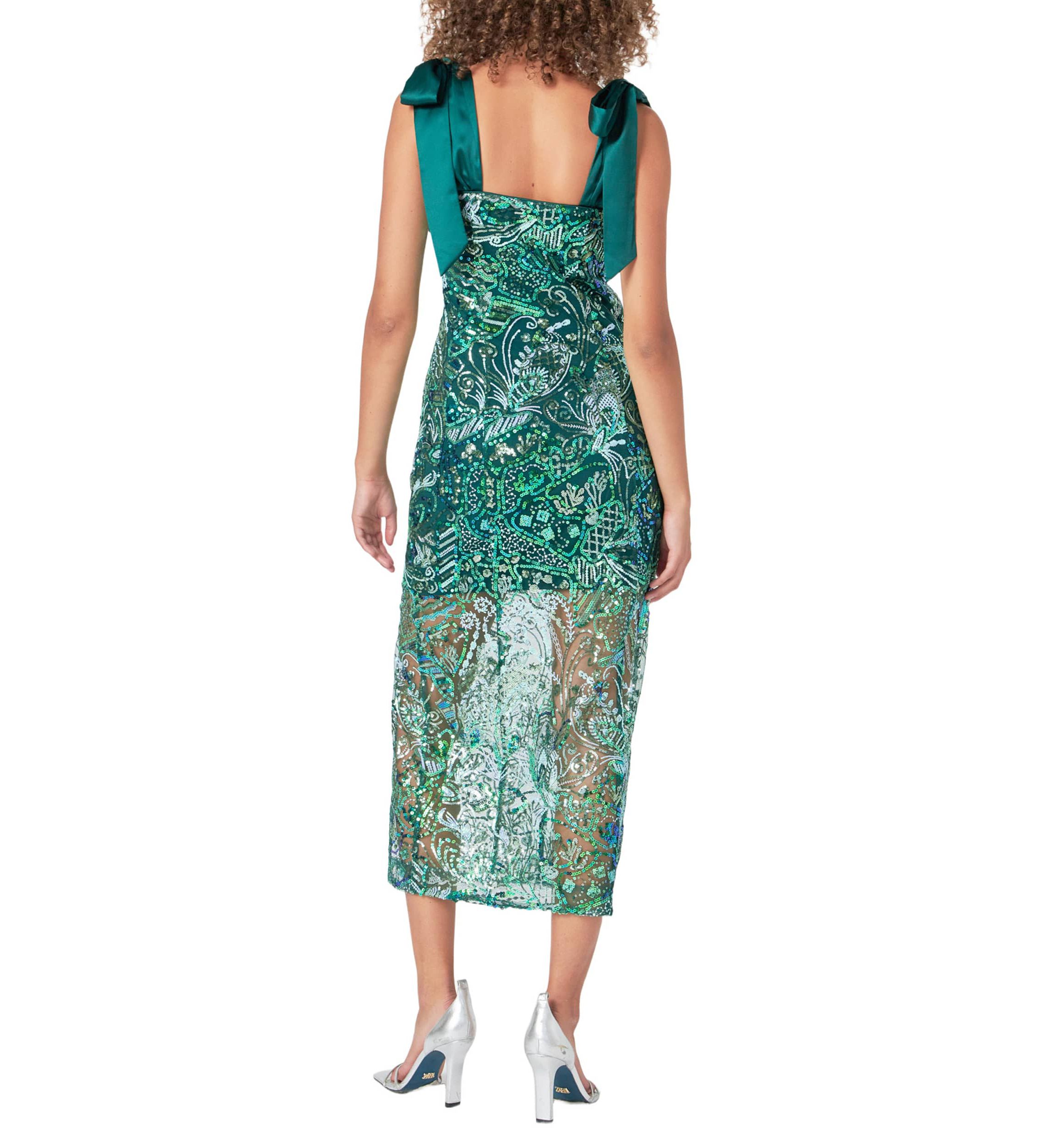Shoulder Tie Sequins Maxi Dress