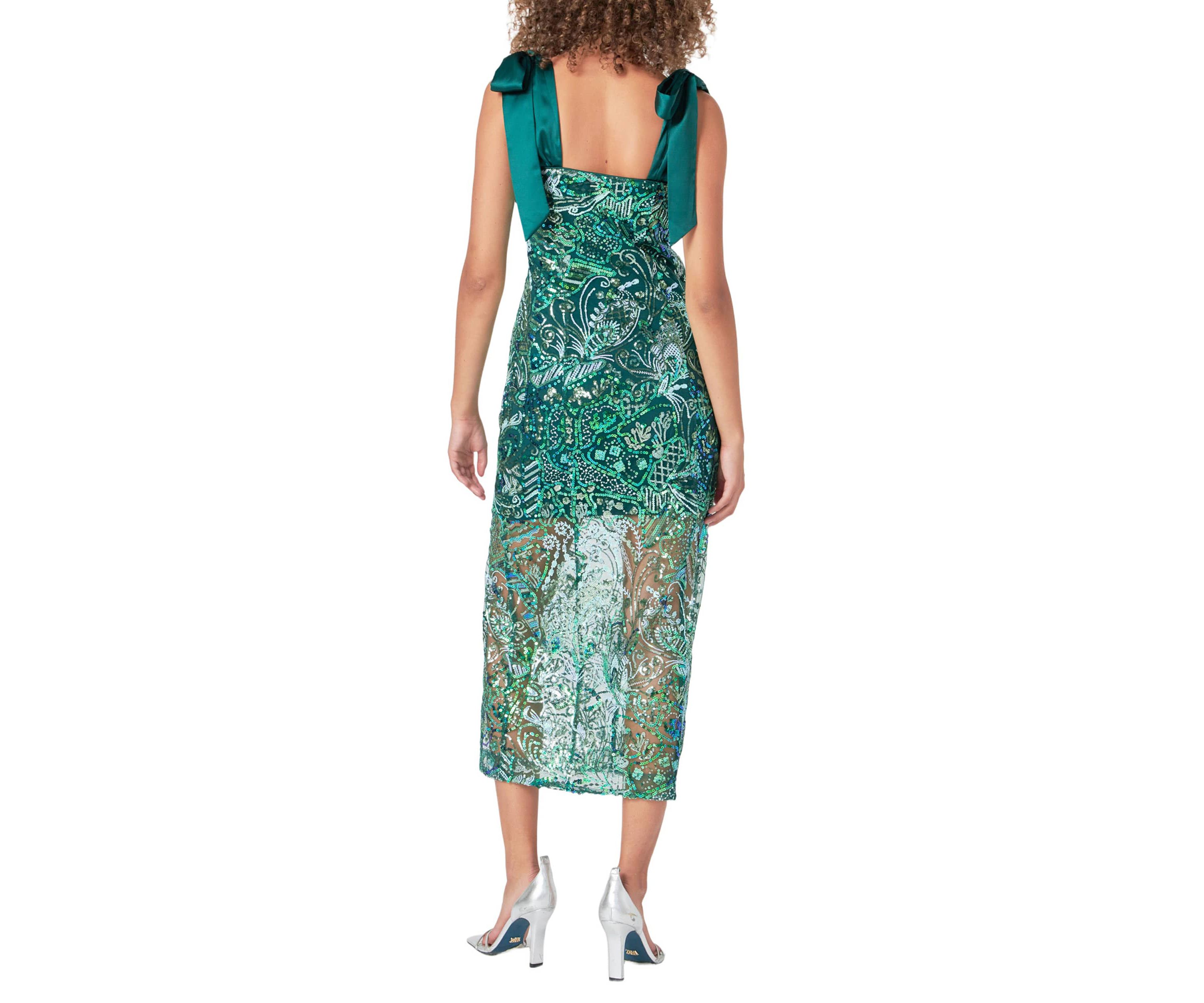 Shoulder Tie Sequins Maxi Dress