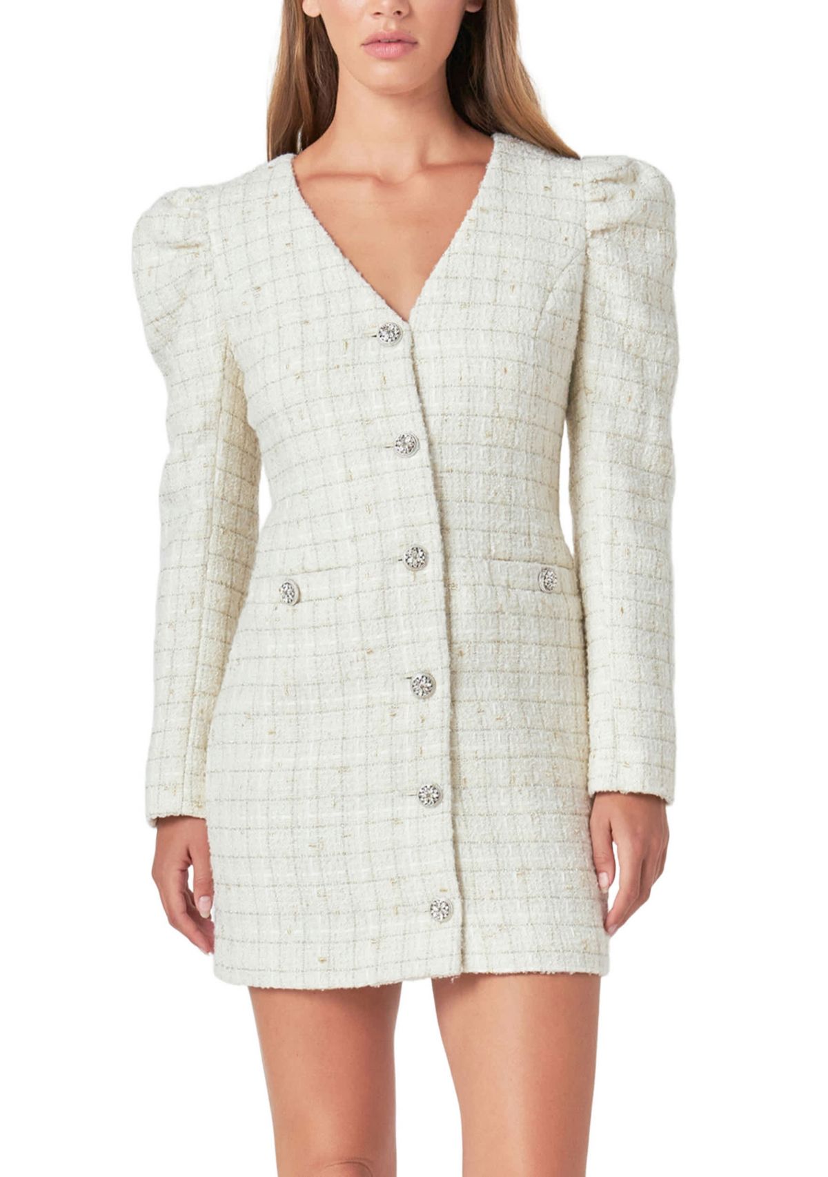 Long-Sleeved Tweed Mini Dress