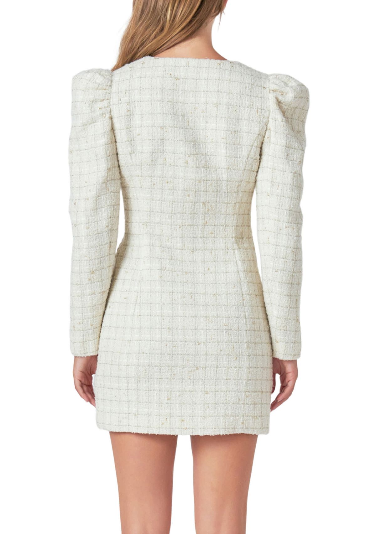 Long-Sleeved Tweed Mini Dress