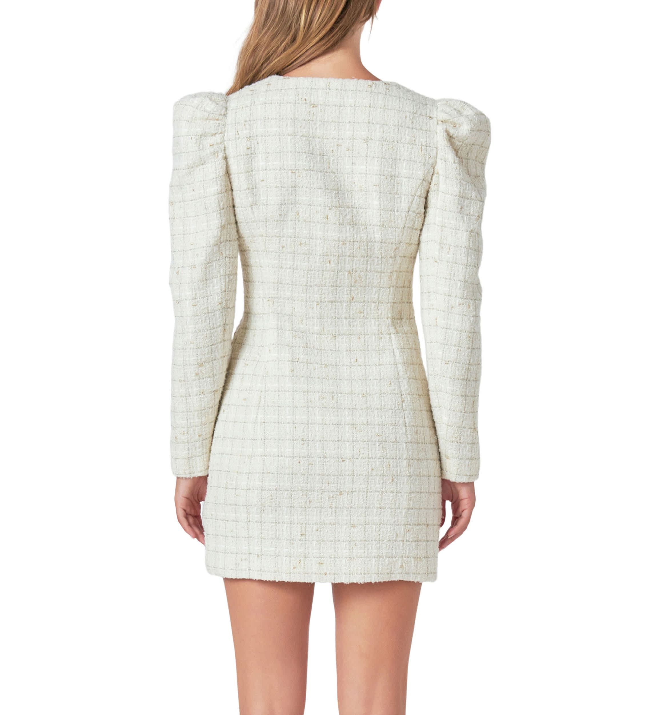 Long-Sleeved Tweed Mini Dress