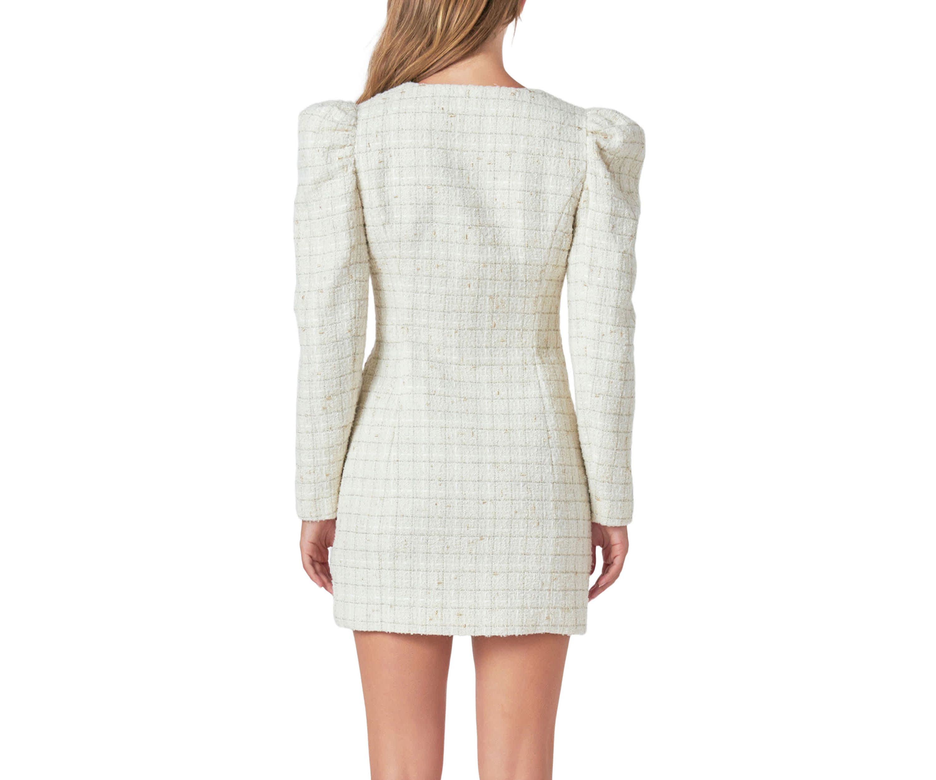 Long-Sleeved Tweed Mini Dress