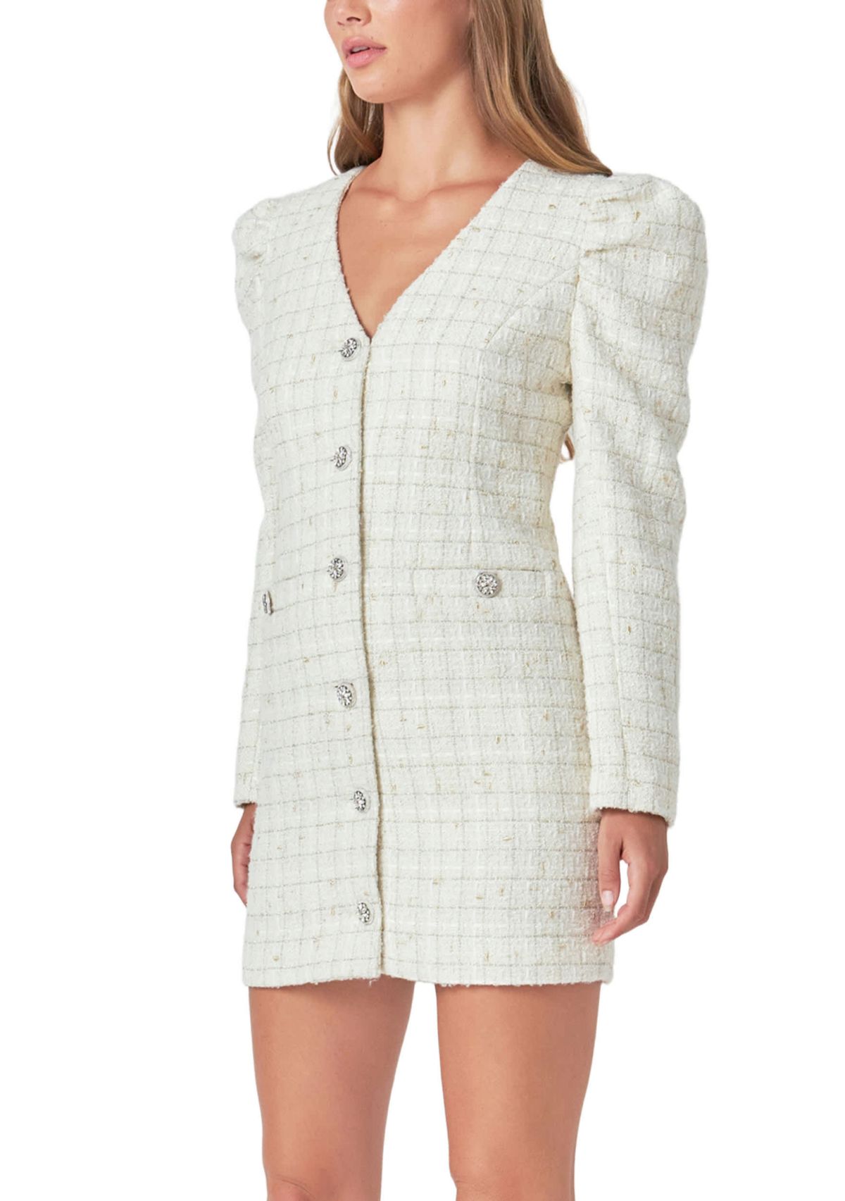 Long-Sleeved Tweed Mini Dress