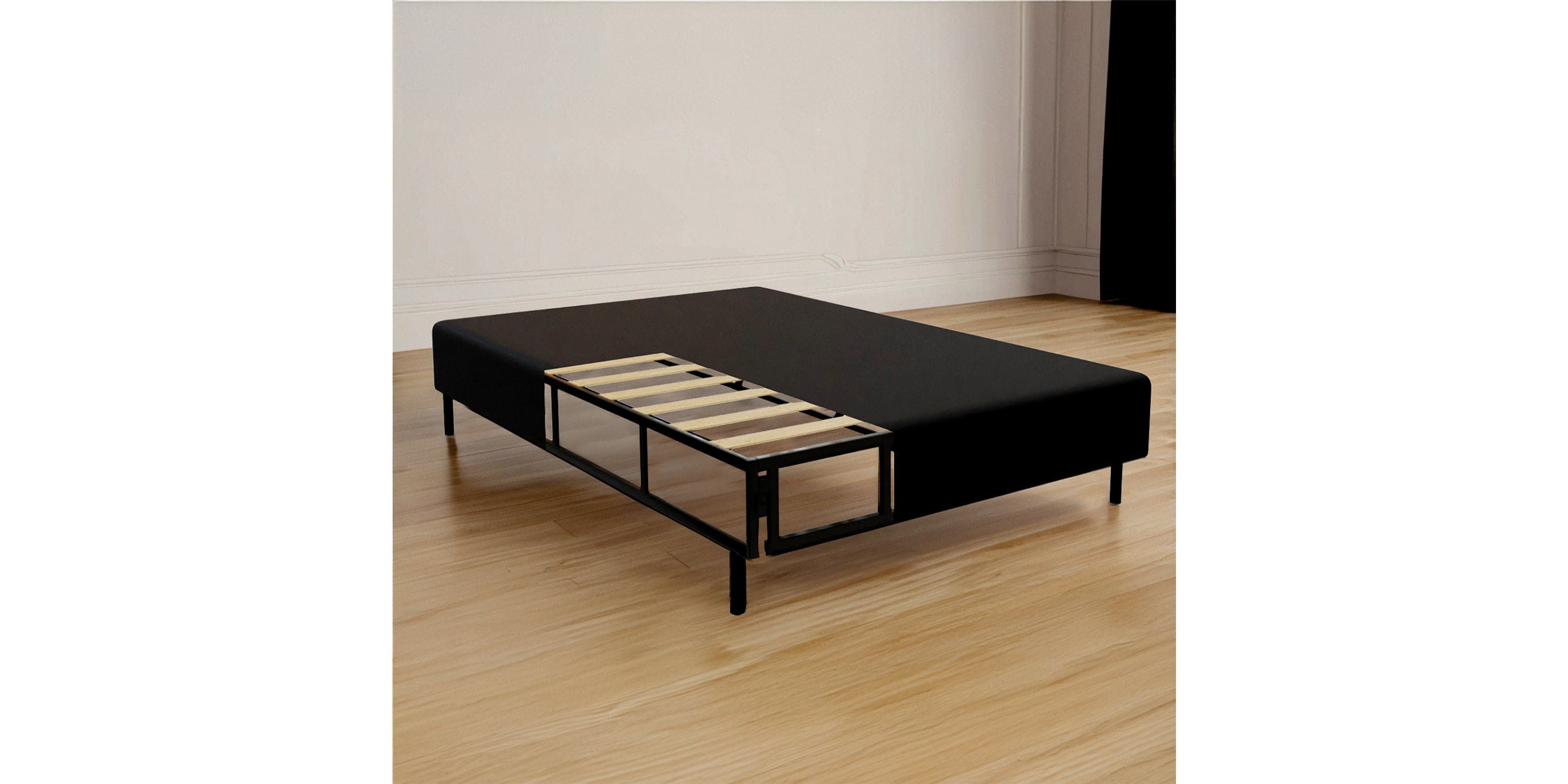 Boyd Sleep 2-in-1 Metal Mattress Foundation & Bed Frame, Roll-Out Slats, Easy Assembly, Removable Legs, Headboard Brackets, Heavy Duty Support