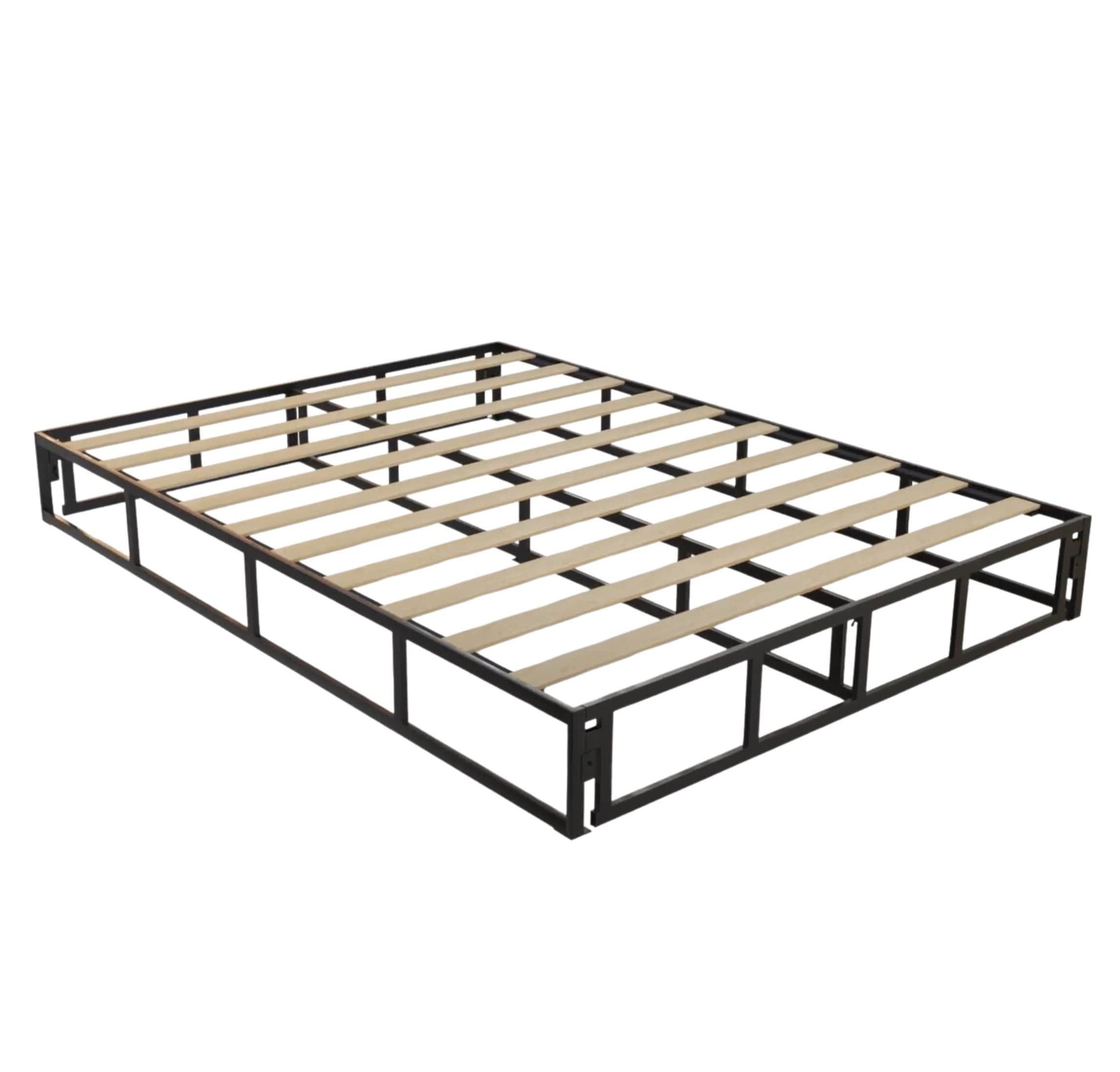 Boyd Sleep 2-in-1 Metal Mattress Foundation & Bed Frame, Roll-Out Slats, Easy Assembly, Removable Legs, Headboard Brackets, Heavy Duty Support