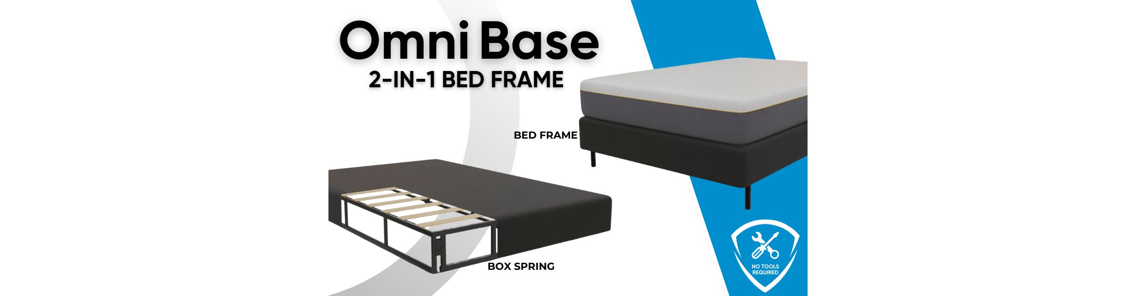 Boyd Sleep 2-in-1 Metal Mattress Foundation & Bed Frame, Roll-Out Slats, Easy Assembly, Removable Legs, Headboard Brackets, Heavy Duty Support