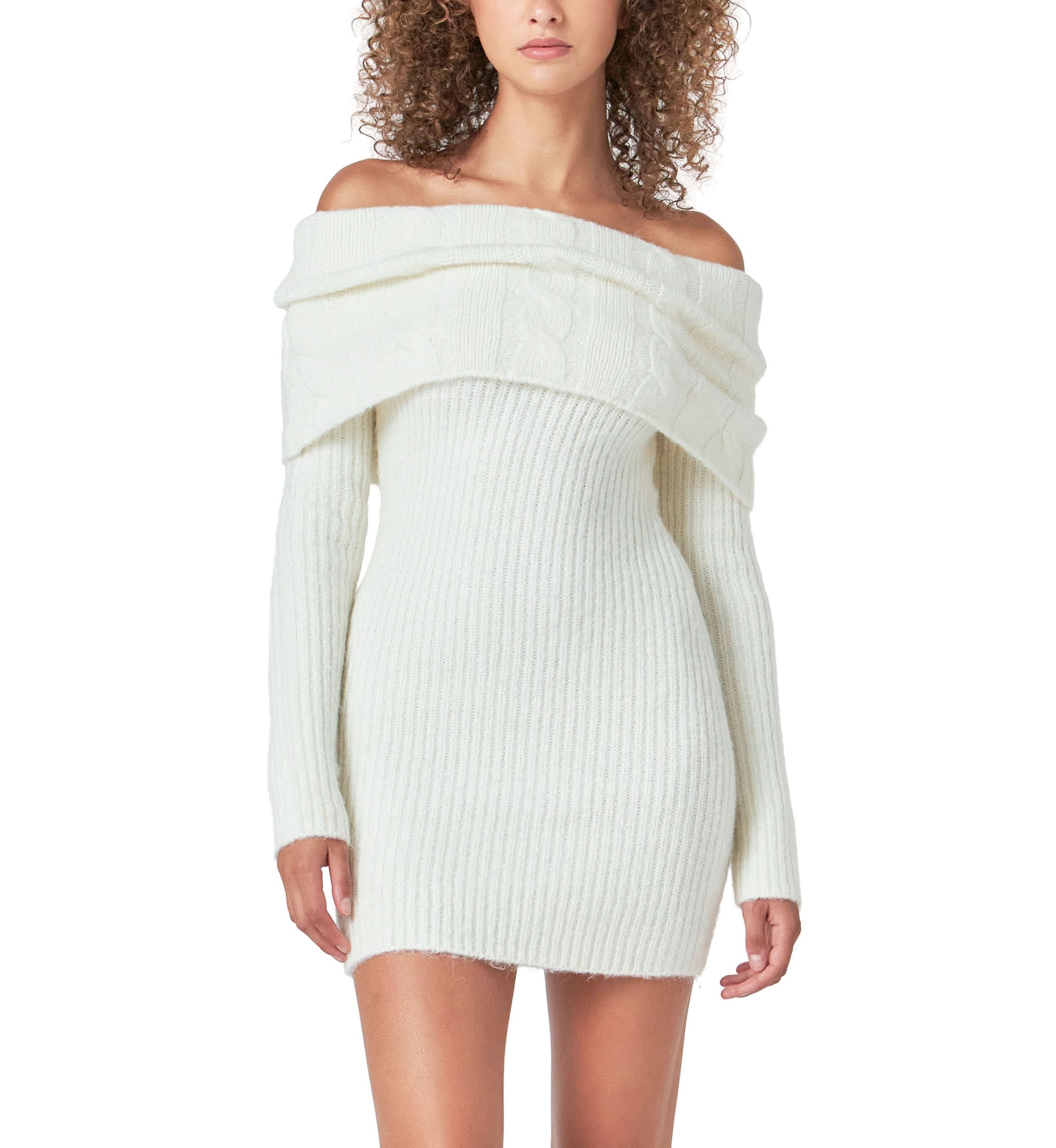 Off Shoulder Sweater Mini Dress