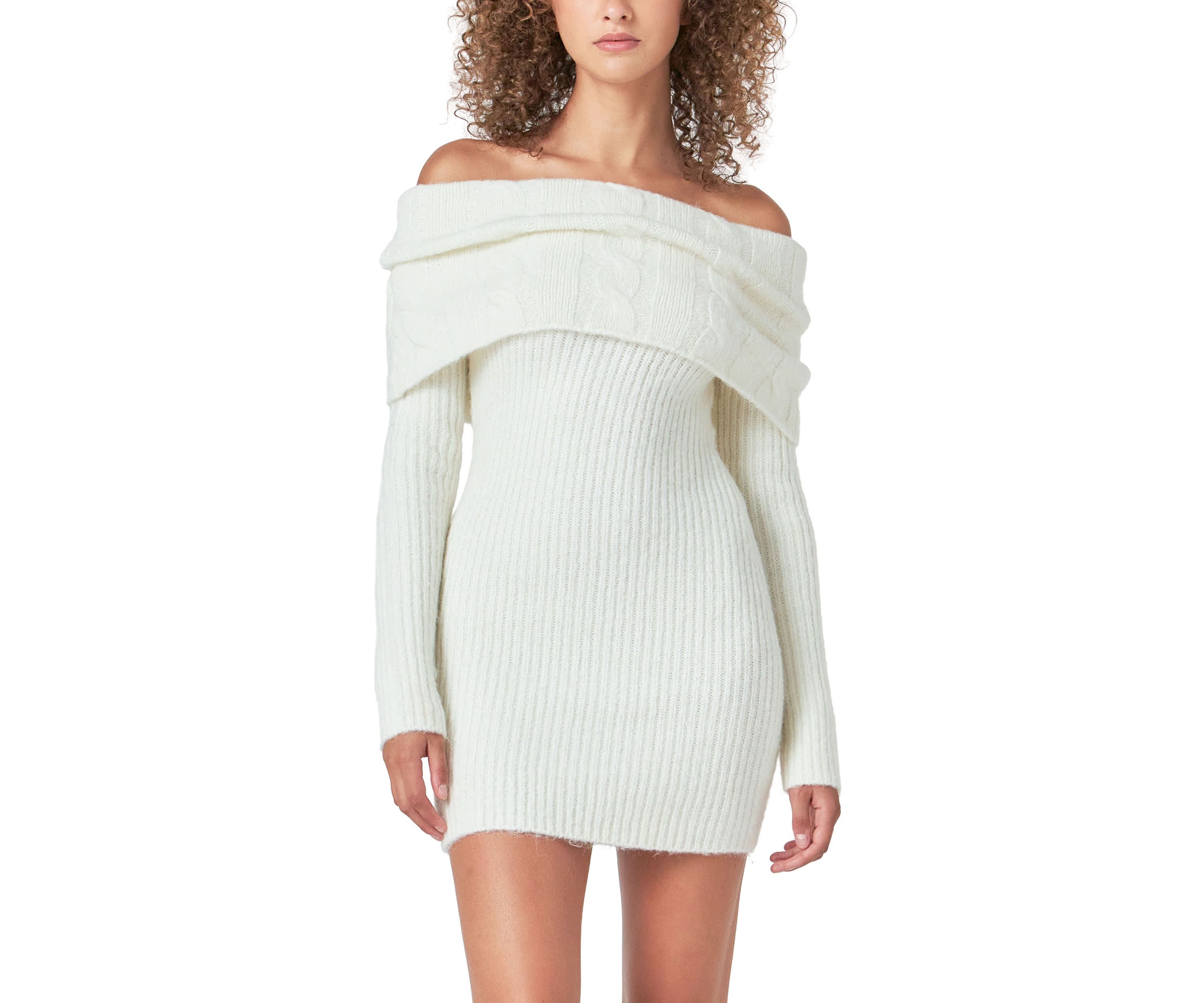 Off Shoulder Sweater Mini Dress