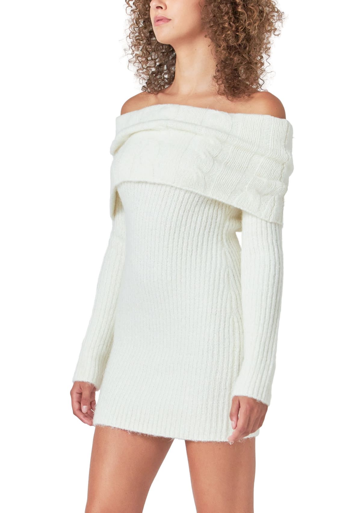 Off Shoulder Sweater Mini Dress