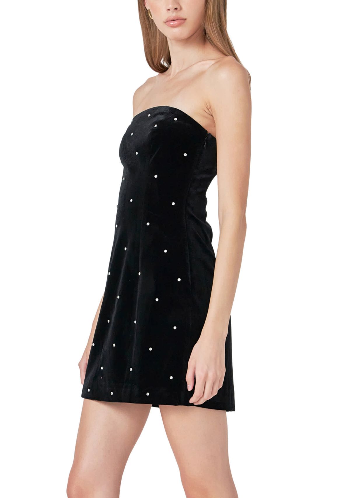 Velvet Rhinestone Mini Dress