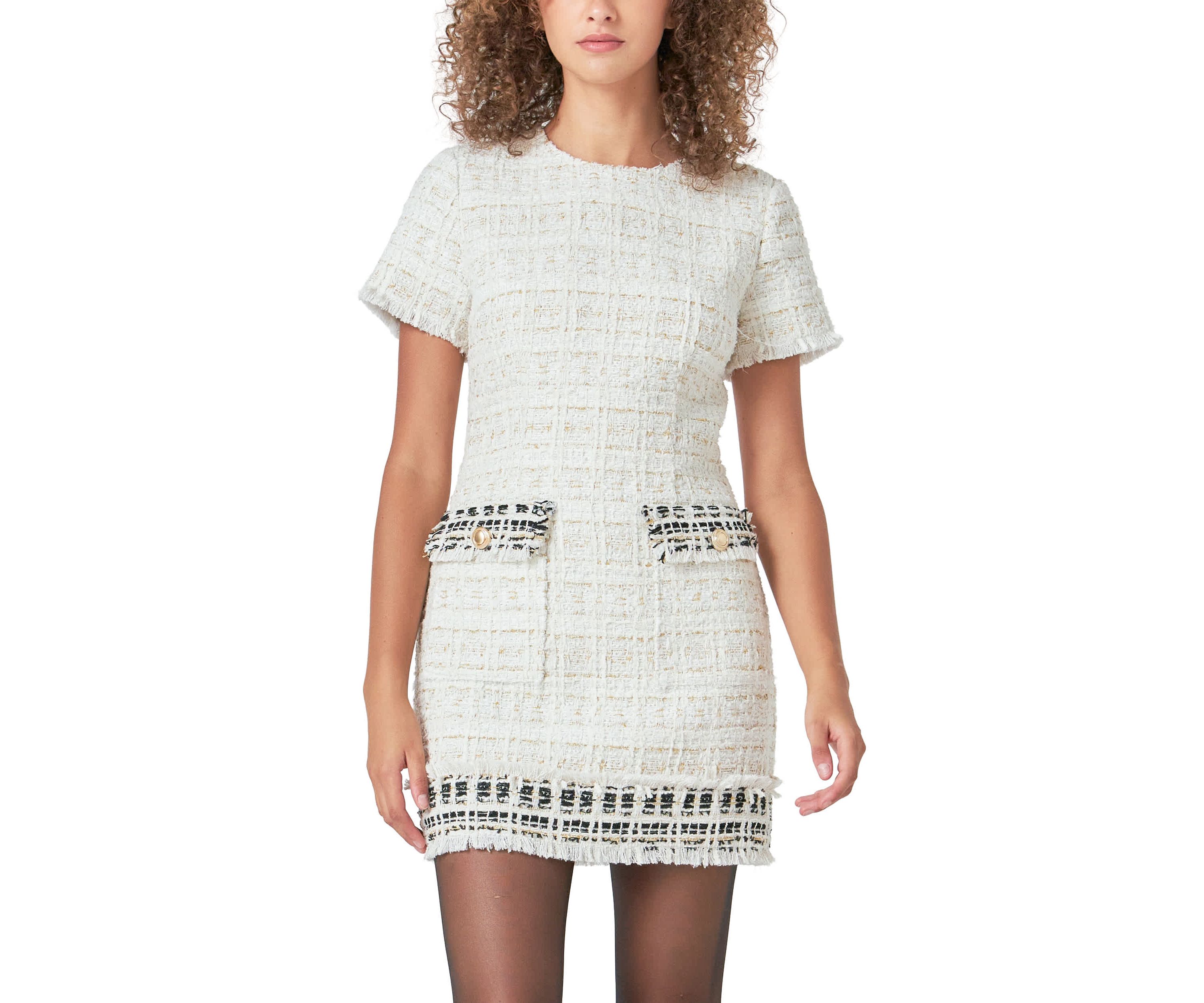 Tweed Fringed Mini Dress