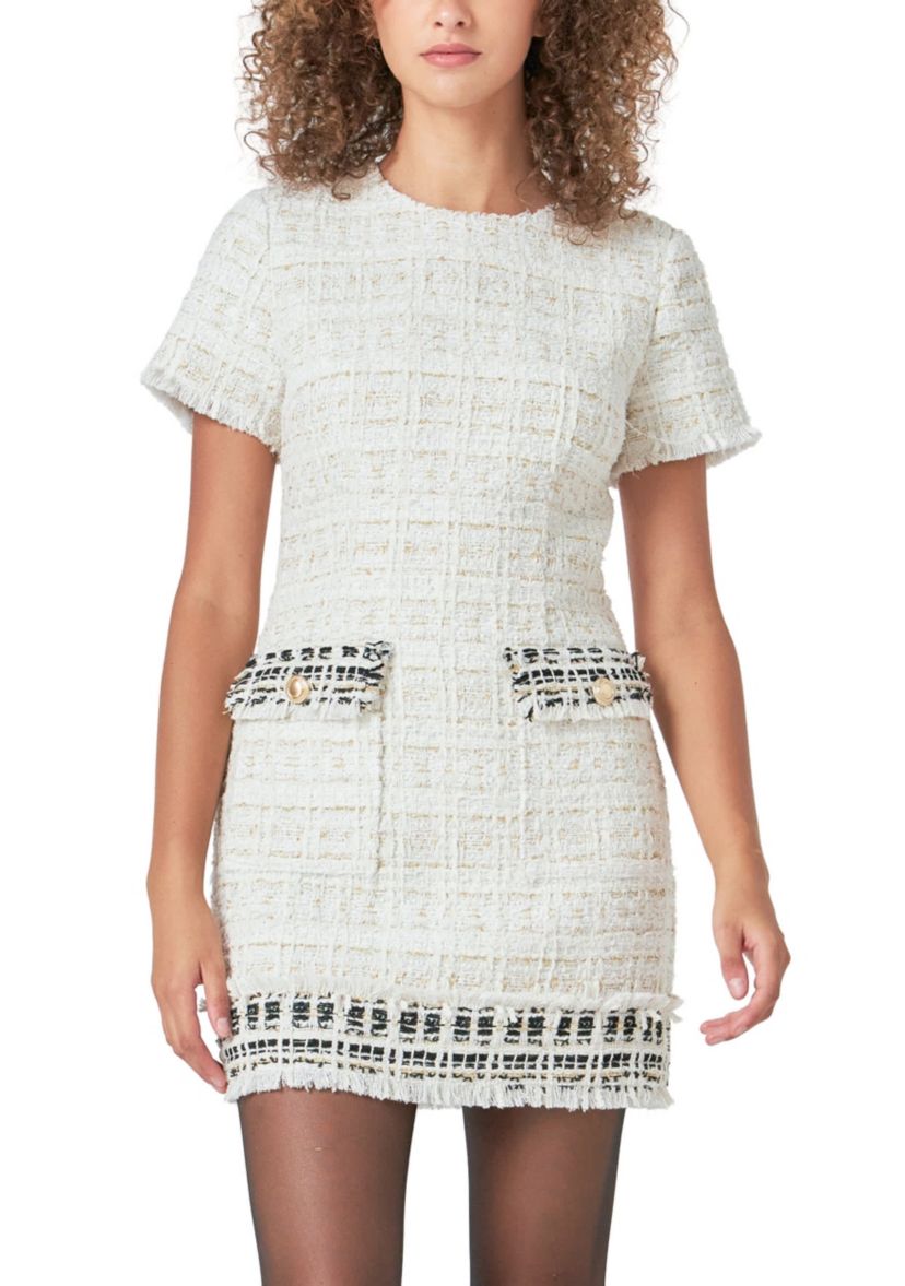 Tweed Fringed Mini Dress