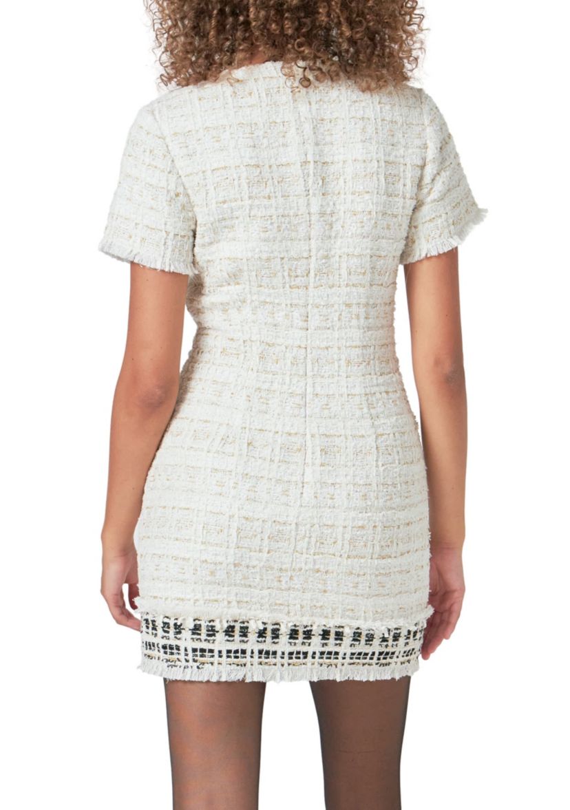 Tweed Fringed Mini Dress