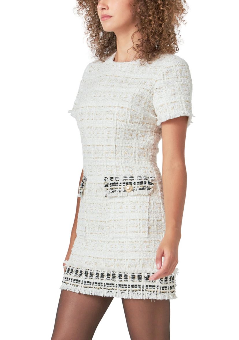 Tweed Fringed Mini Dress