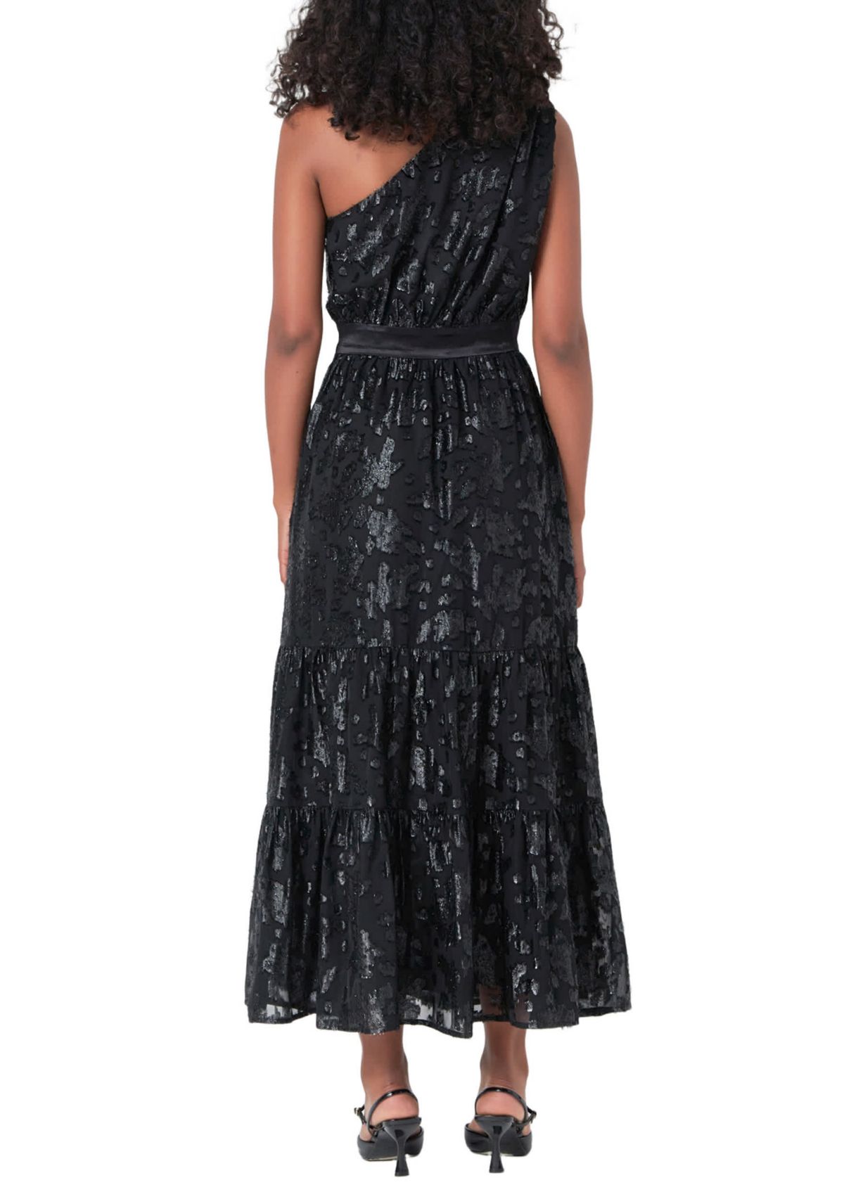 One Shoulder Chiffon Maxi Dress