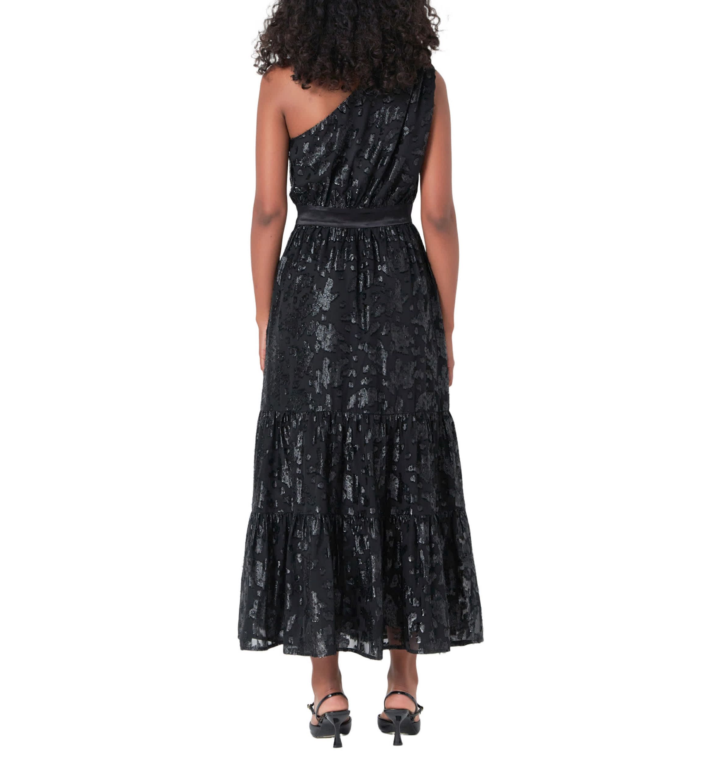 One Shoulder Chiffon Maxi Dress