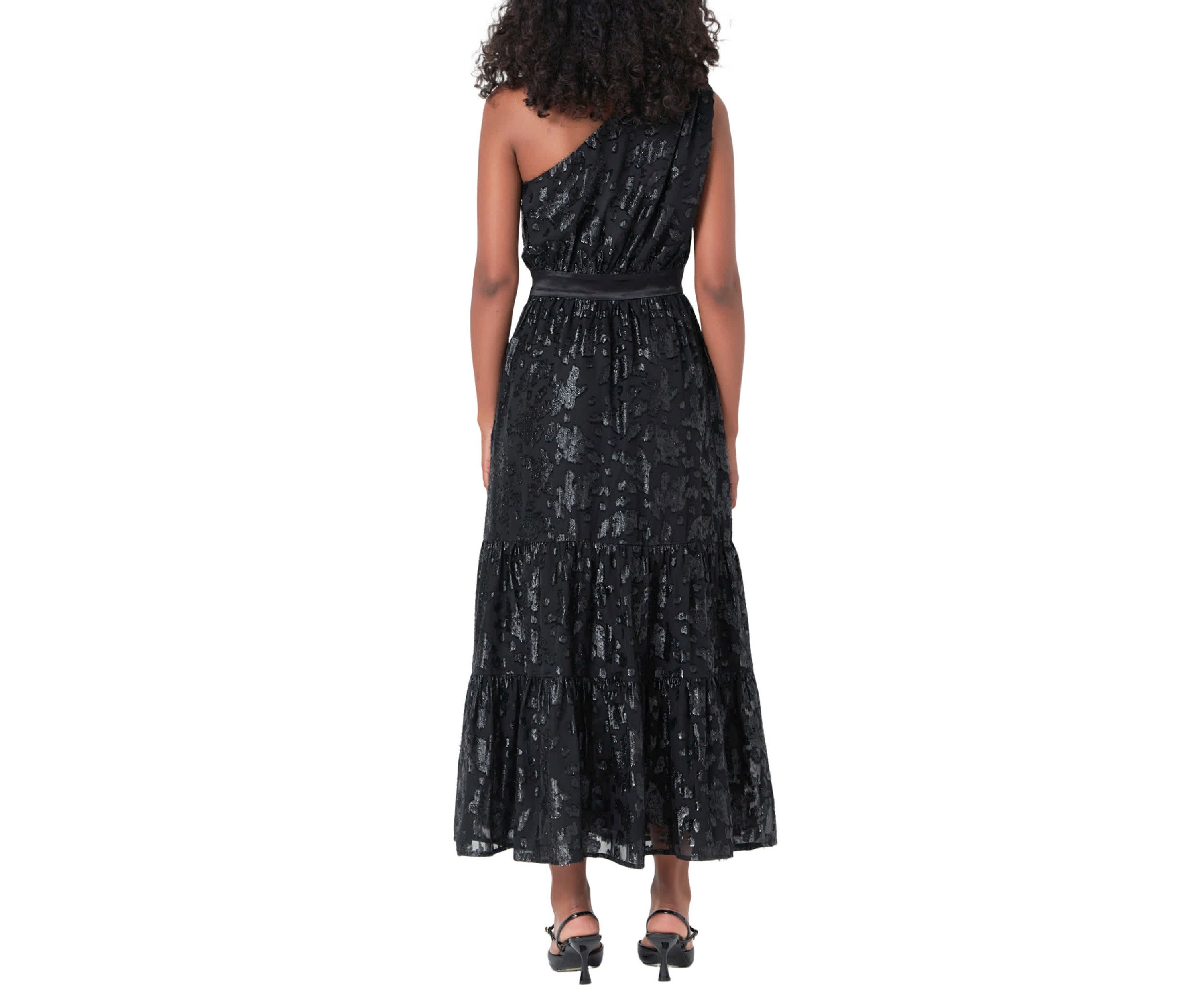 One Shoulder Chiffon Maxi Dress