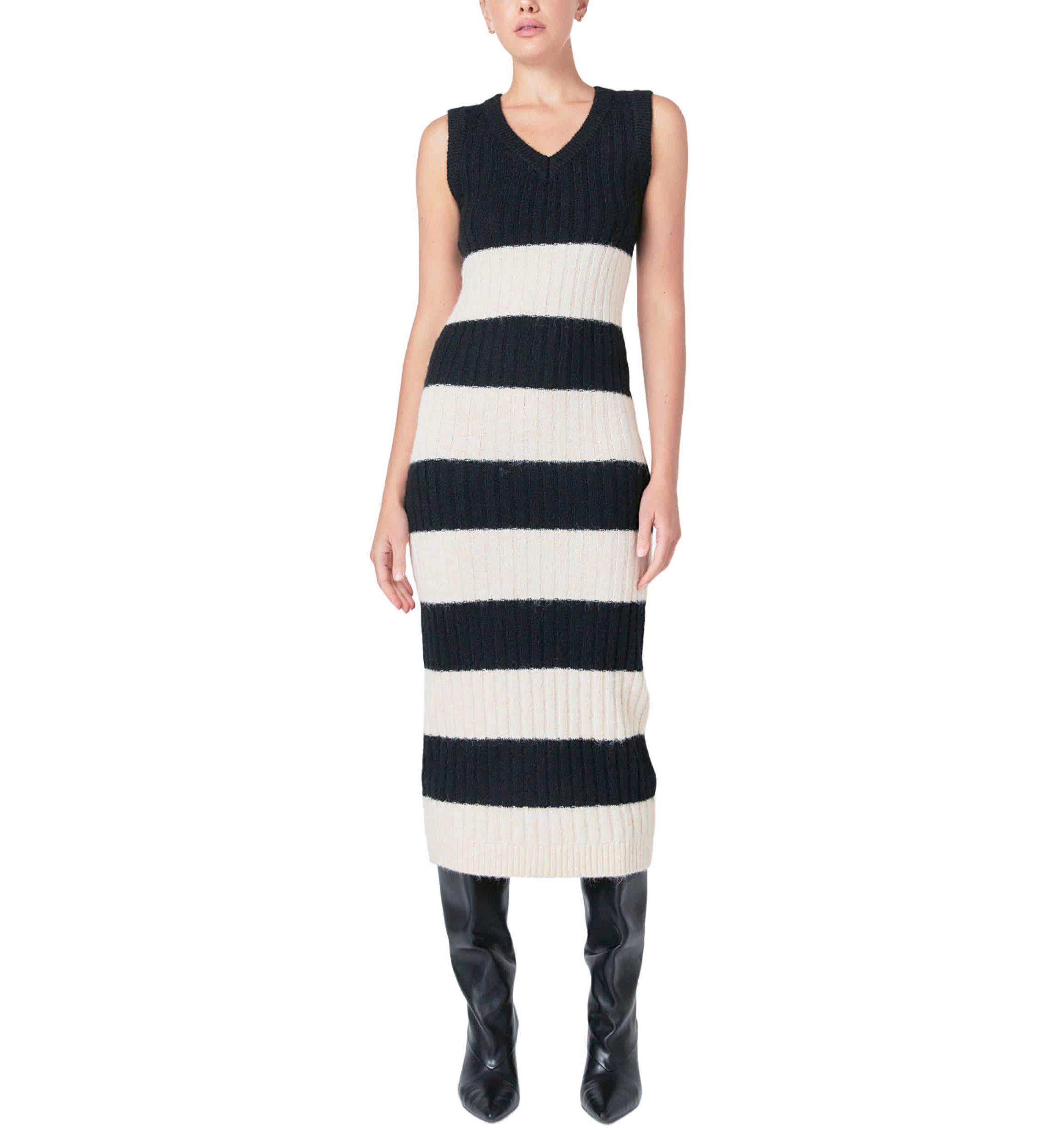 Striped Knit Midi Dress
