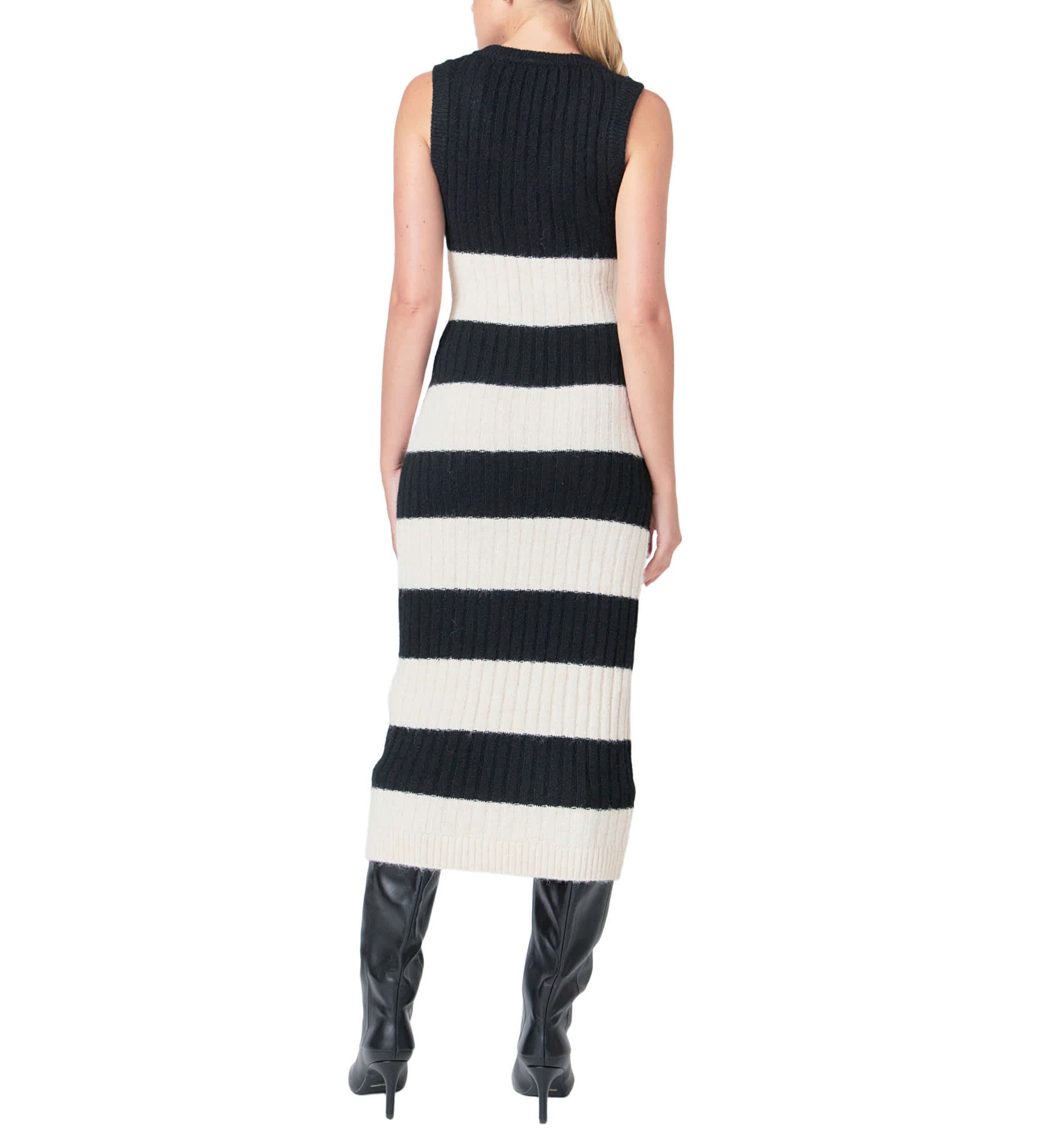 Striped Knit Midi Dress