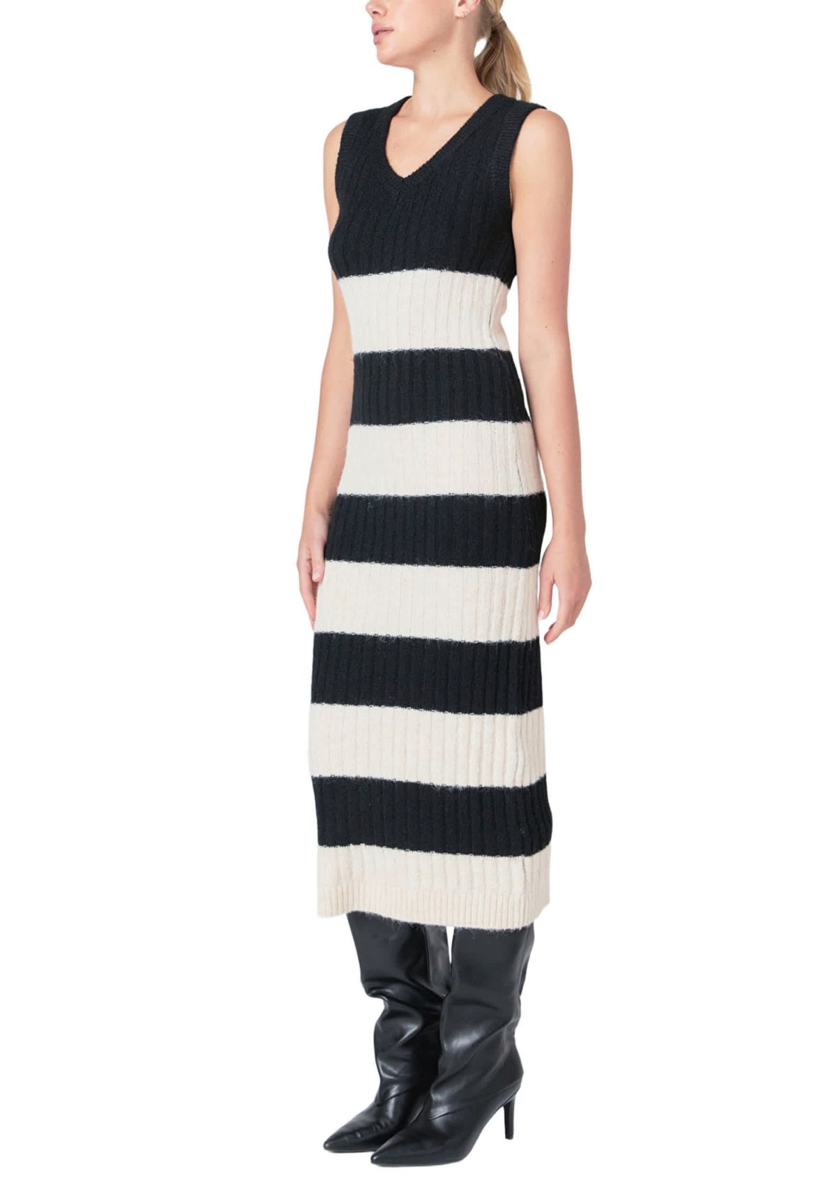 Striped Knit Midi Dress
