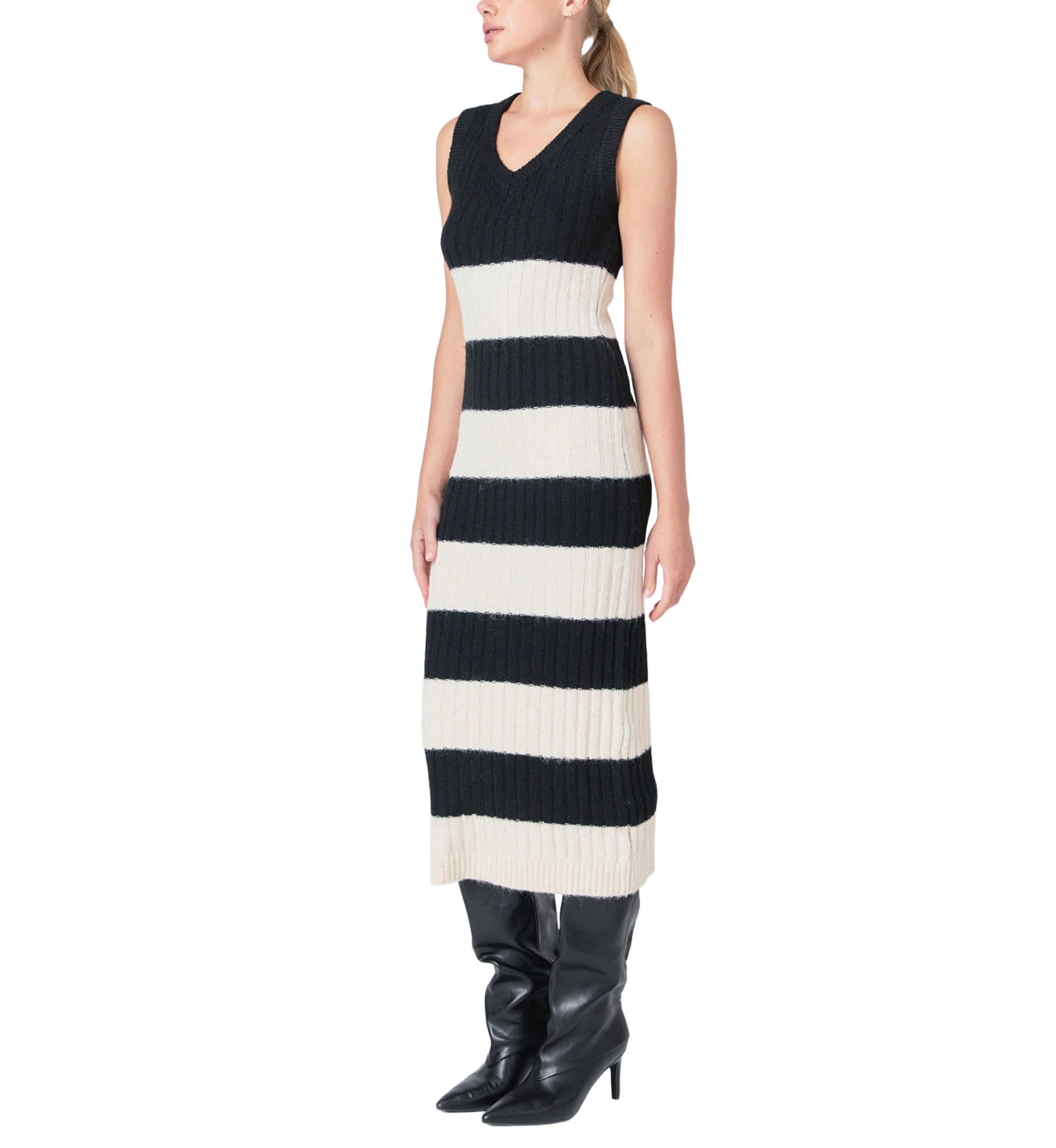 Striped Knit Midi Dress