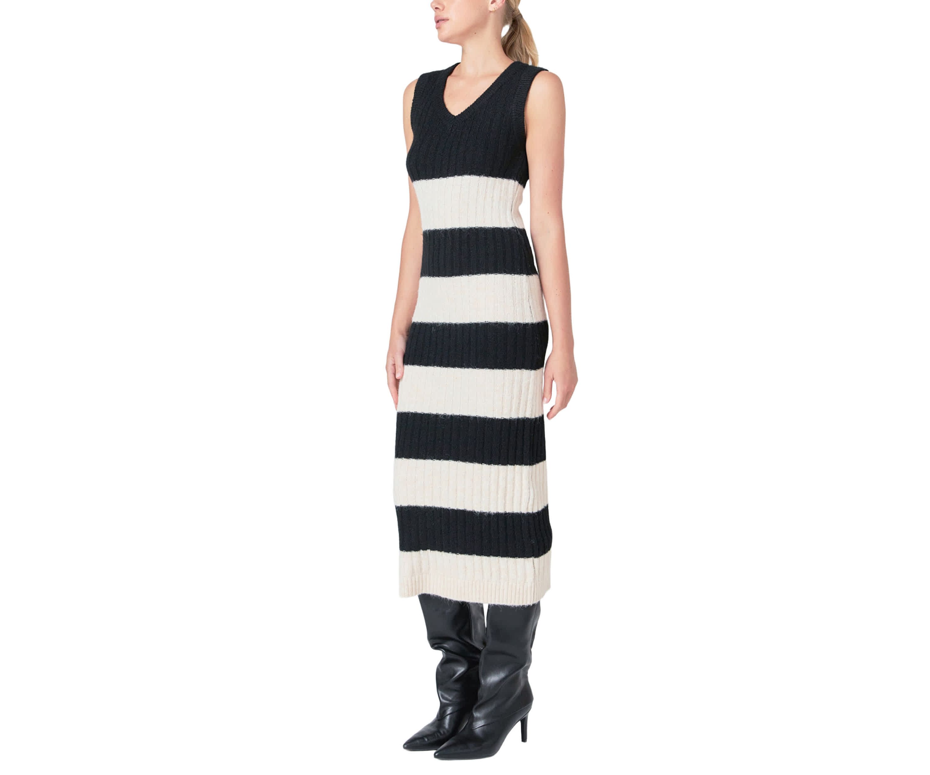 Striped Knit Midi Dress