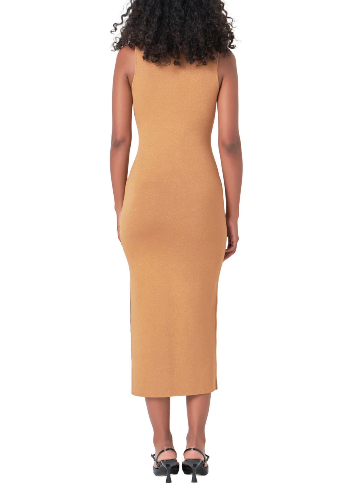 Lurex High Neck Midi Dress