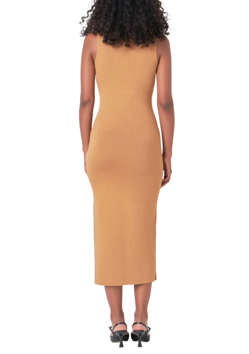Lurex High Neck Midi Dress
