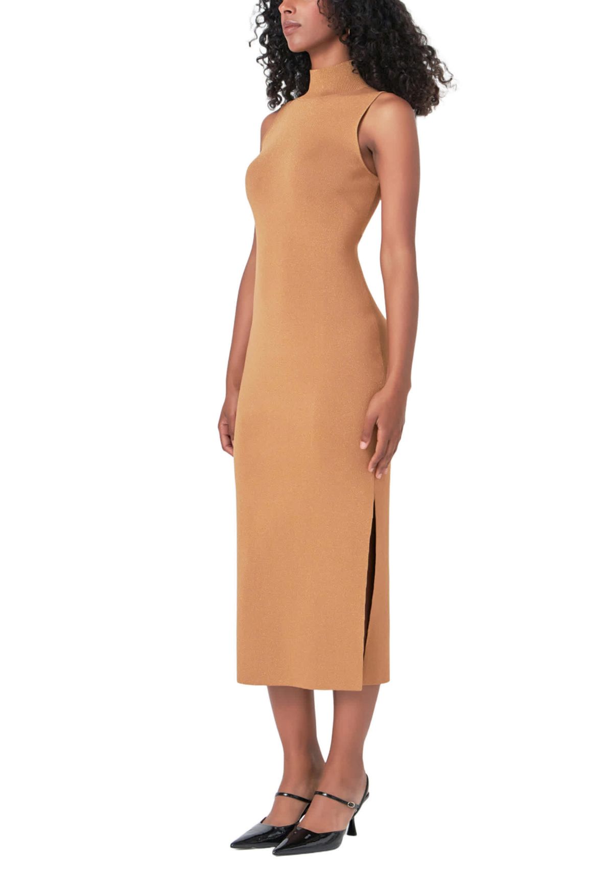 Lurex High Neck Midi Dress