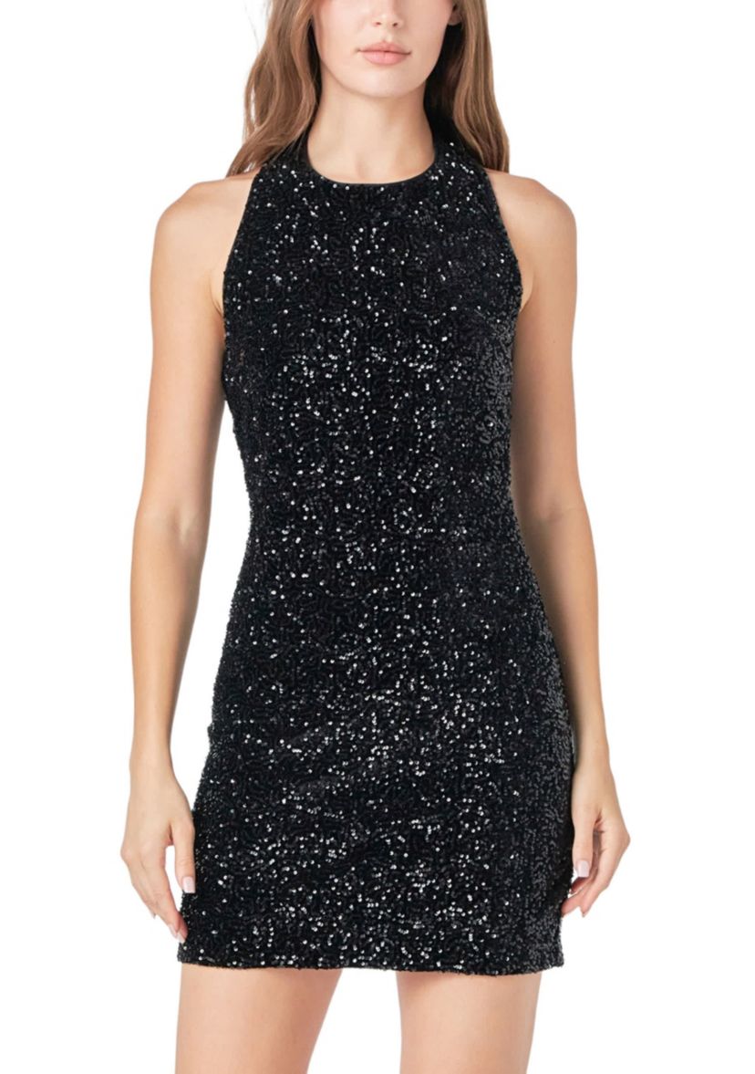 Sequins Velvet Mini Dress