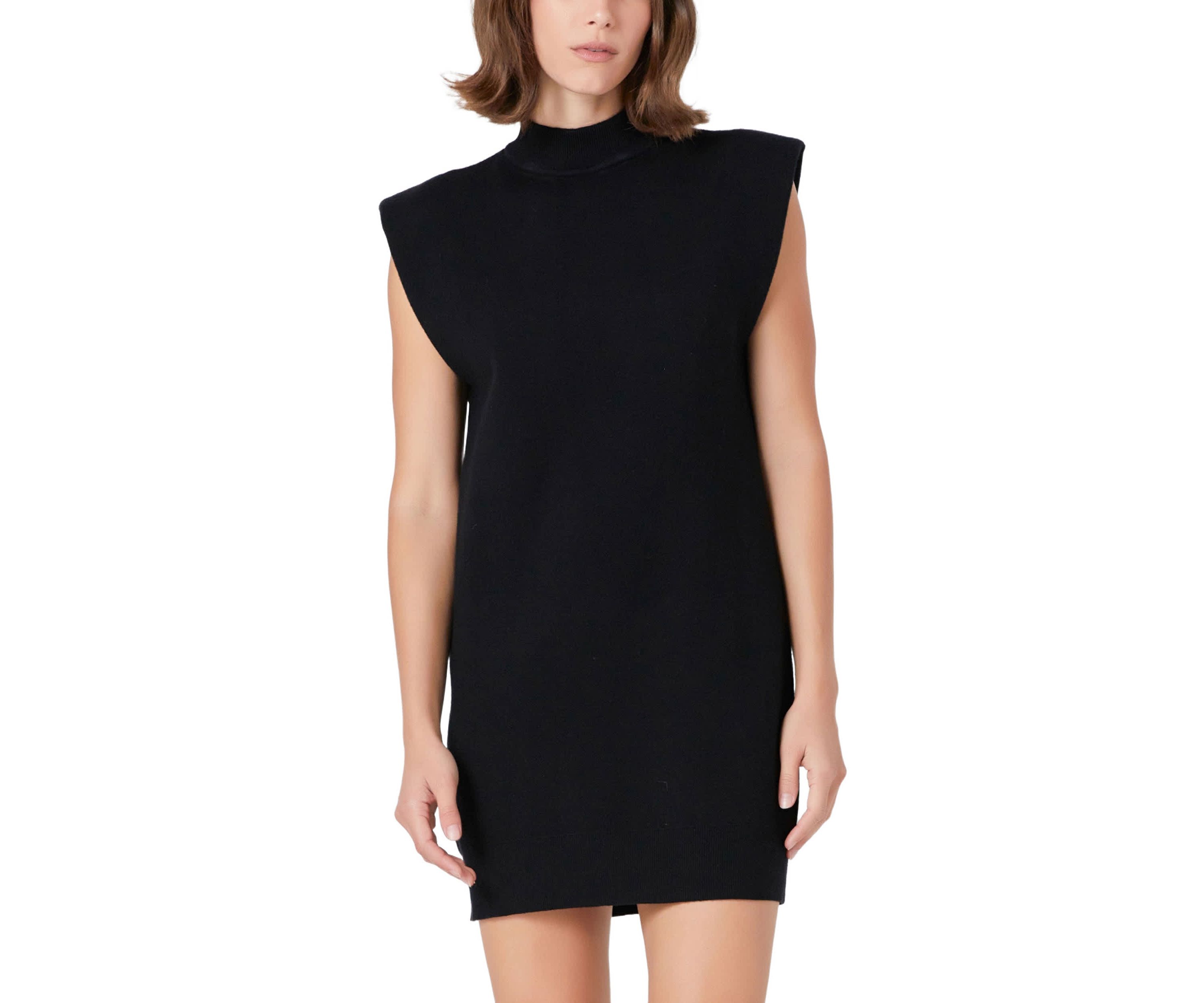 Mock Neck Sleeveless Knit Mini Dress