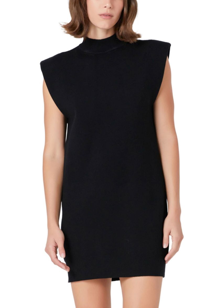 Mock Neck Sleeveless Knit Mini Dress