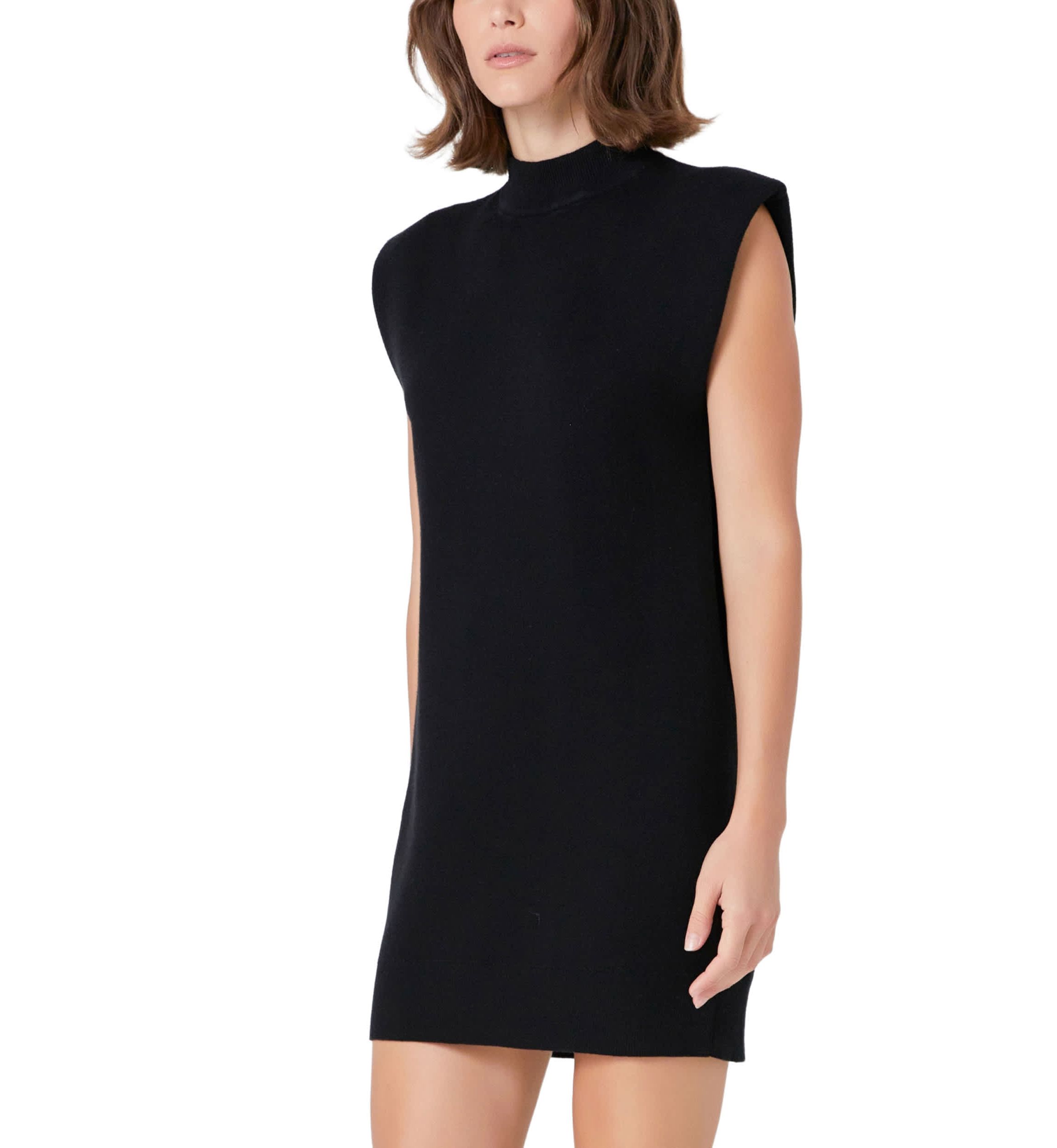 Mock Neck Sleeveless Knit Mini Dress