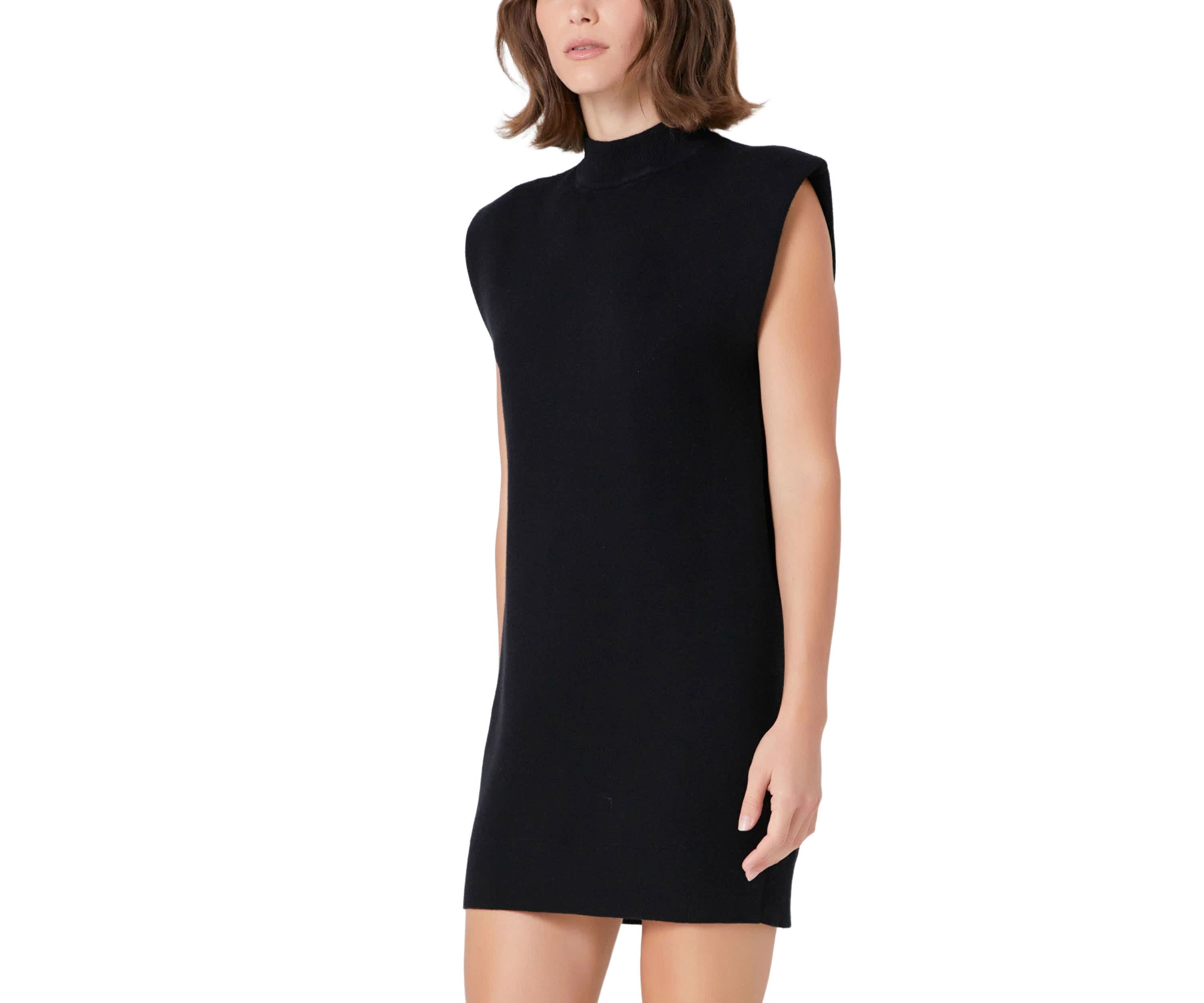 Mock Neck Sleeveless Knit Mini Dress