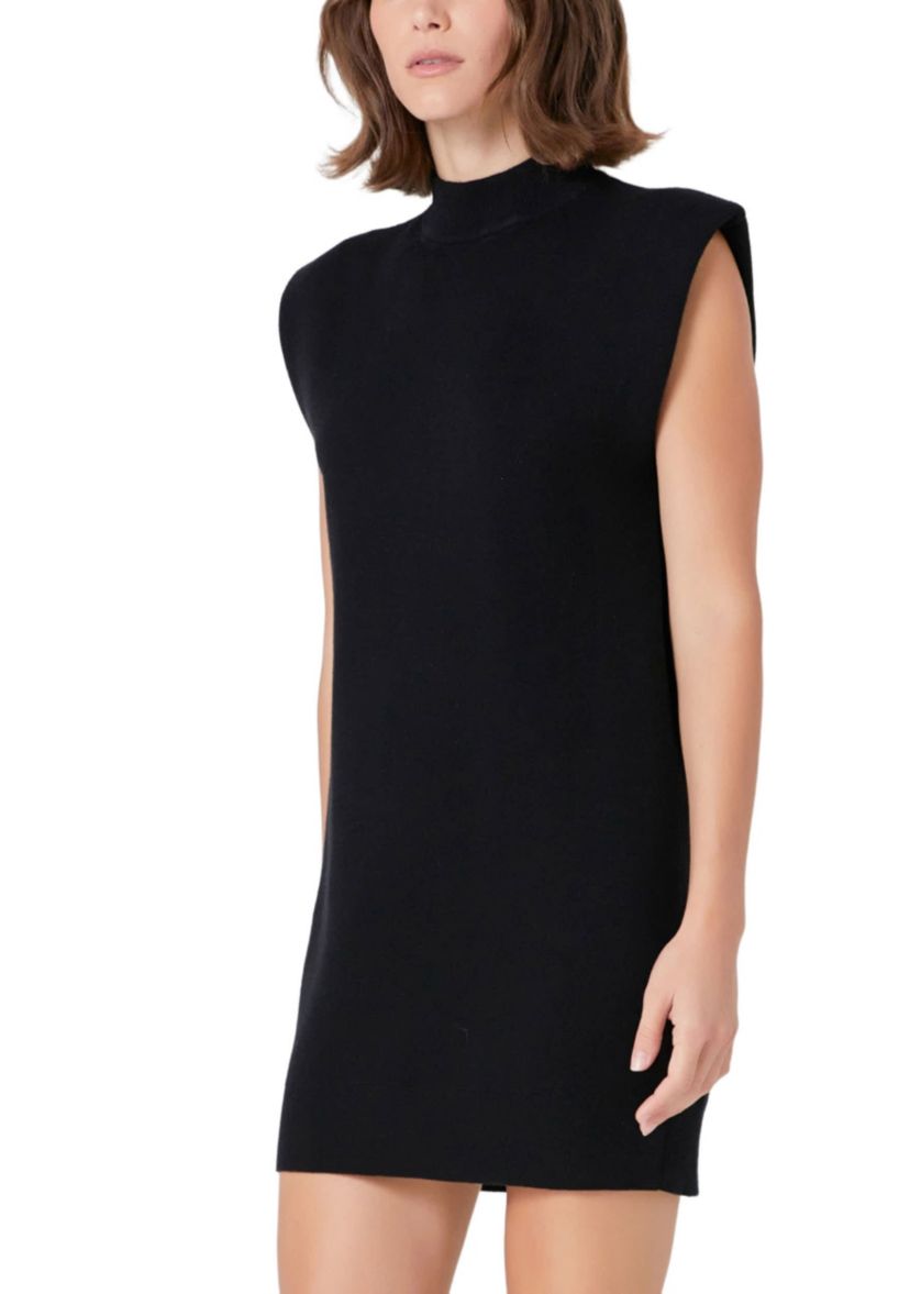 Mock Neck Sleeveless Knit Mini Dress