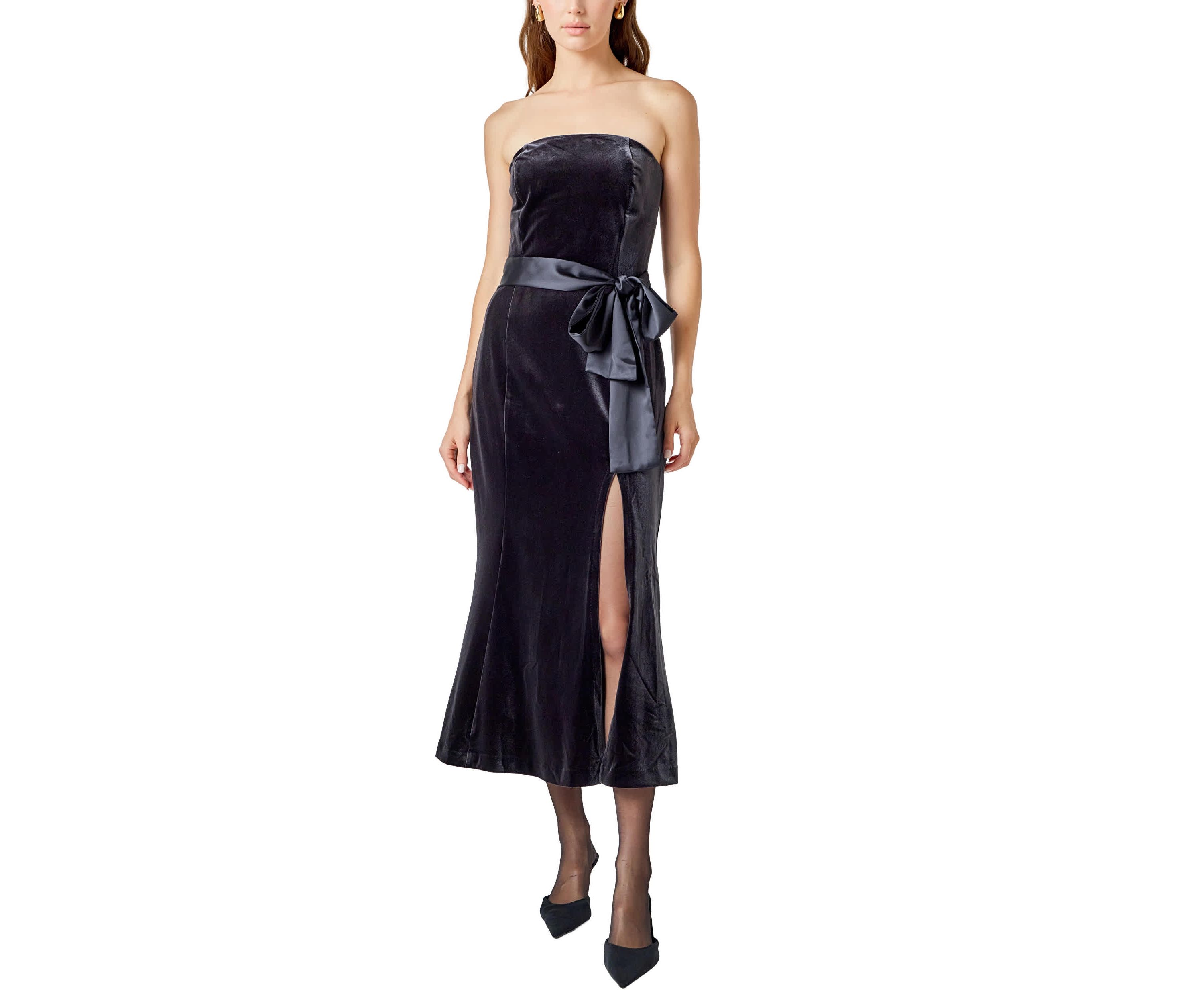Strapless Velvet MIdi Dress