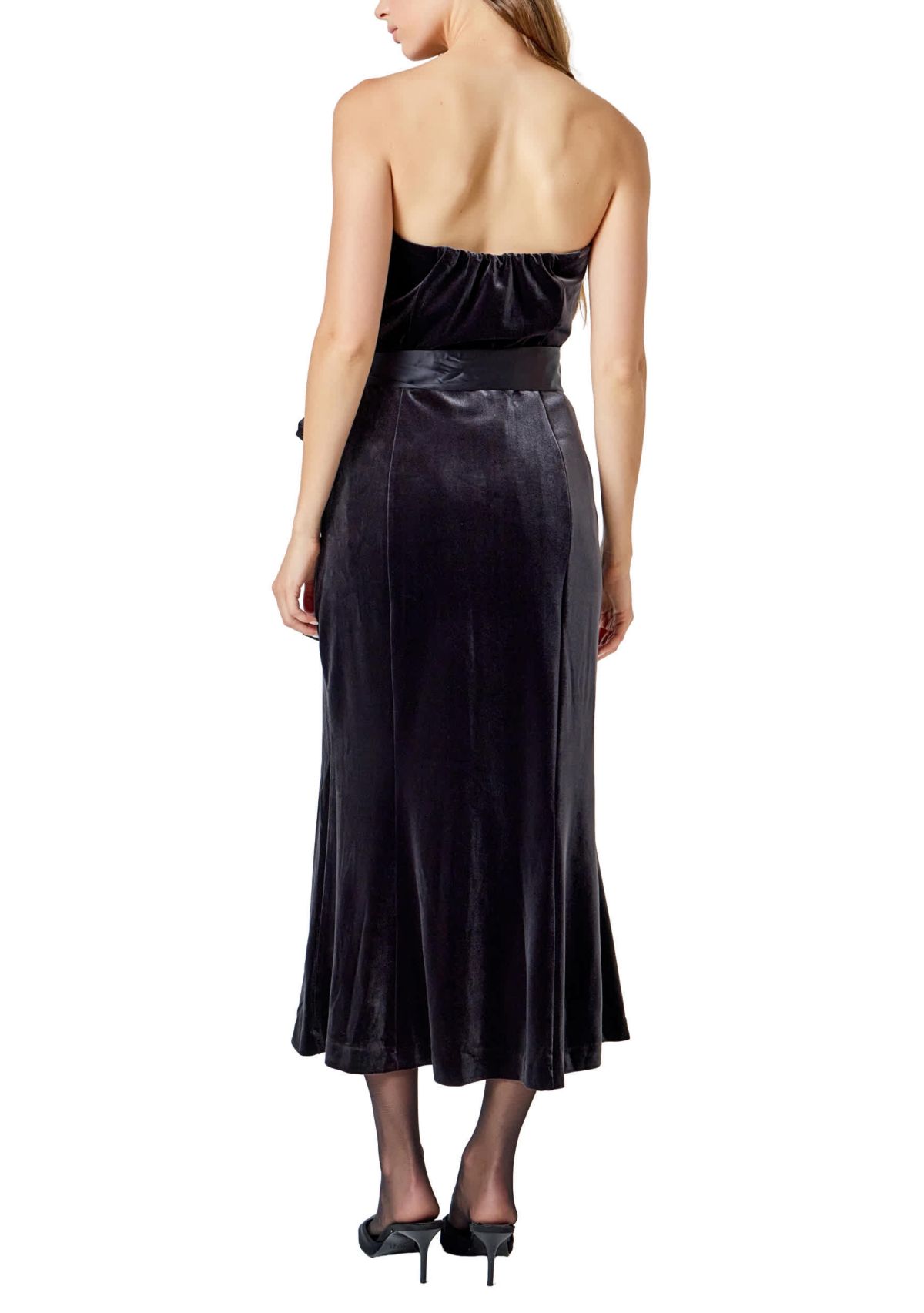 Strapless Velvet MIdi Dress