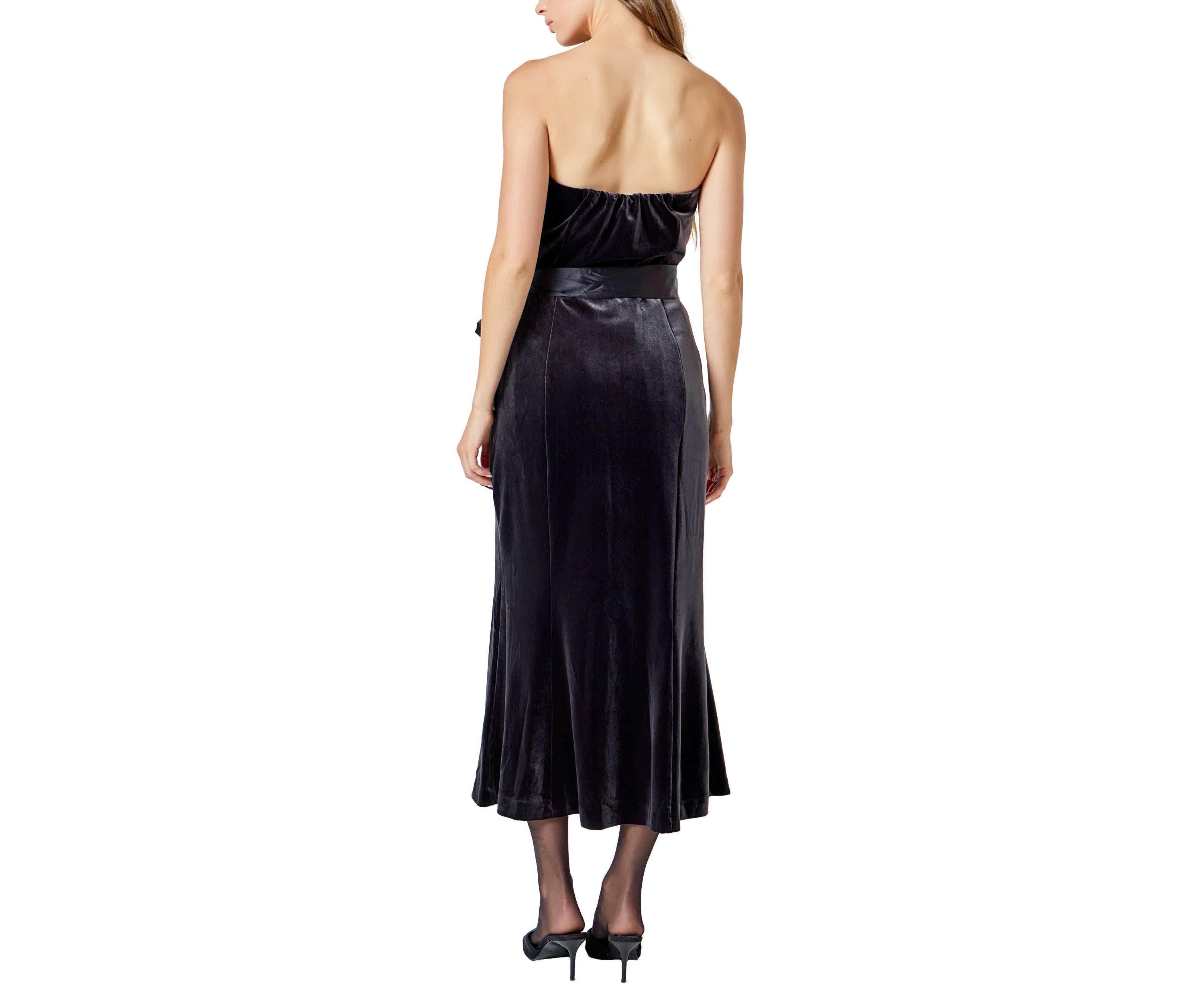 Strapless Velvet MIdi Dress