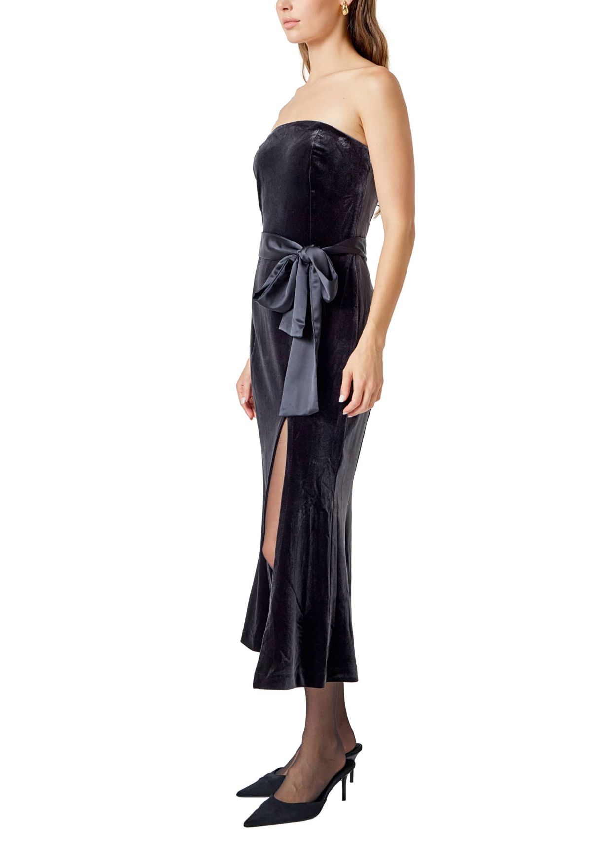 Strapless Velvet MIdi Dress