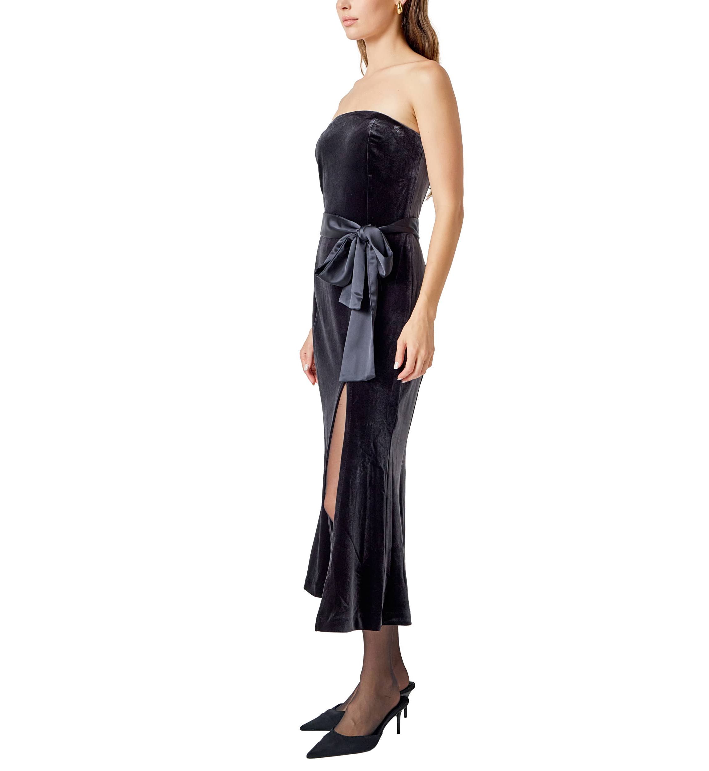 Strapless Velvet MIdi Dress