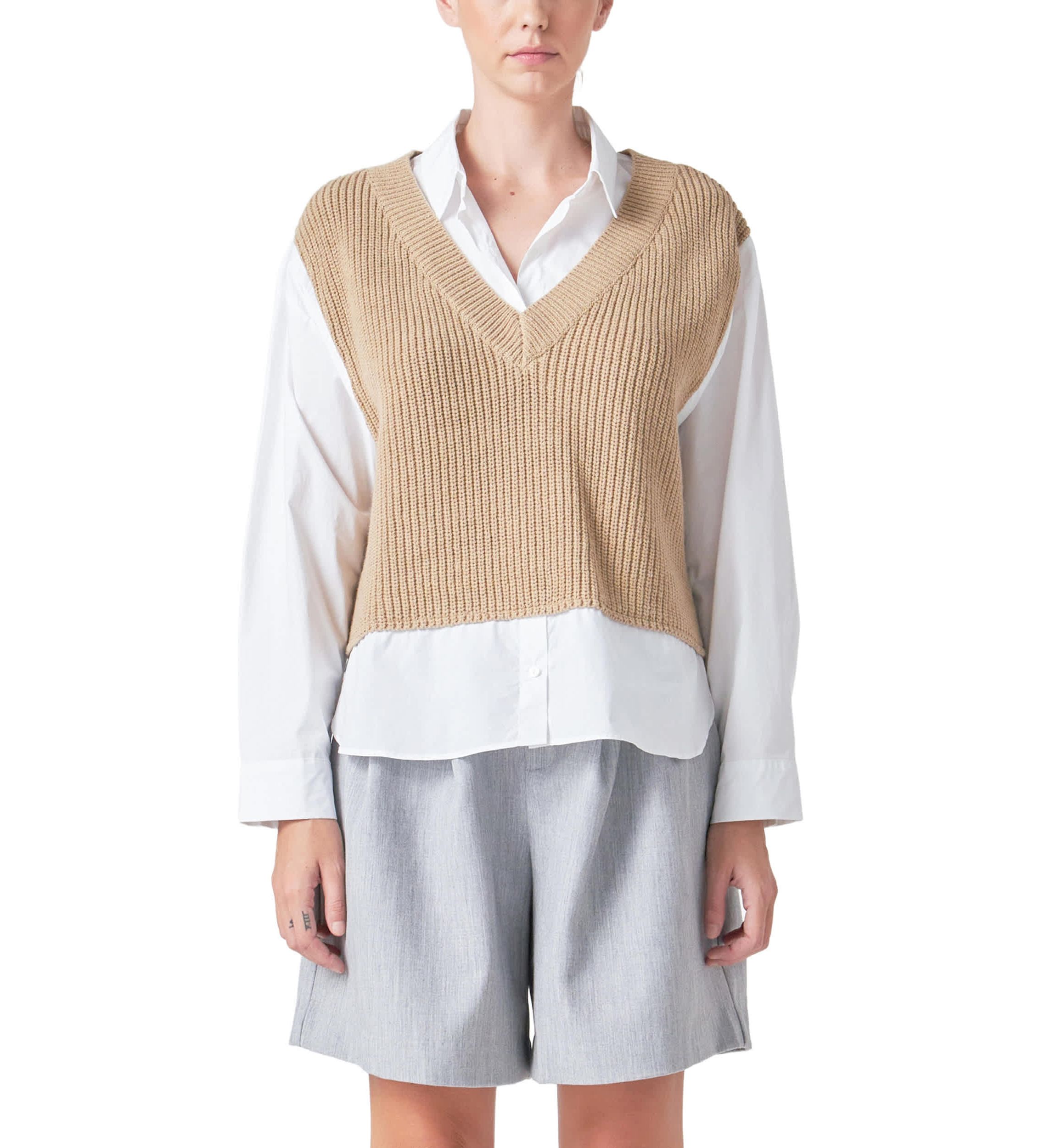 Sweater Over Shirt